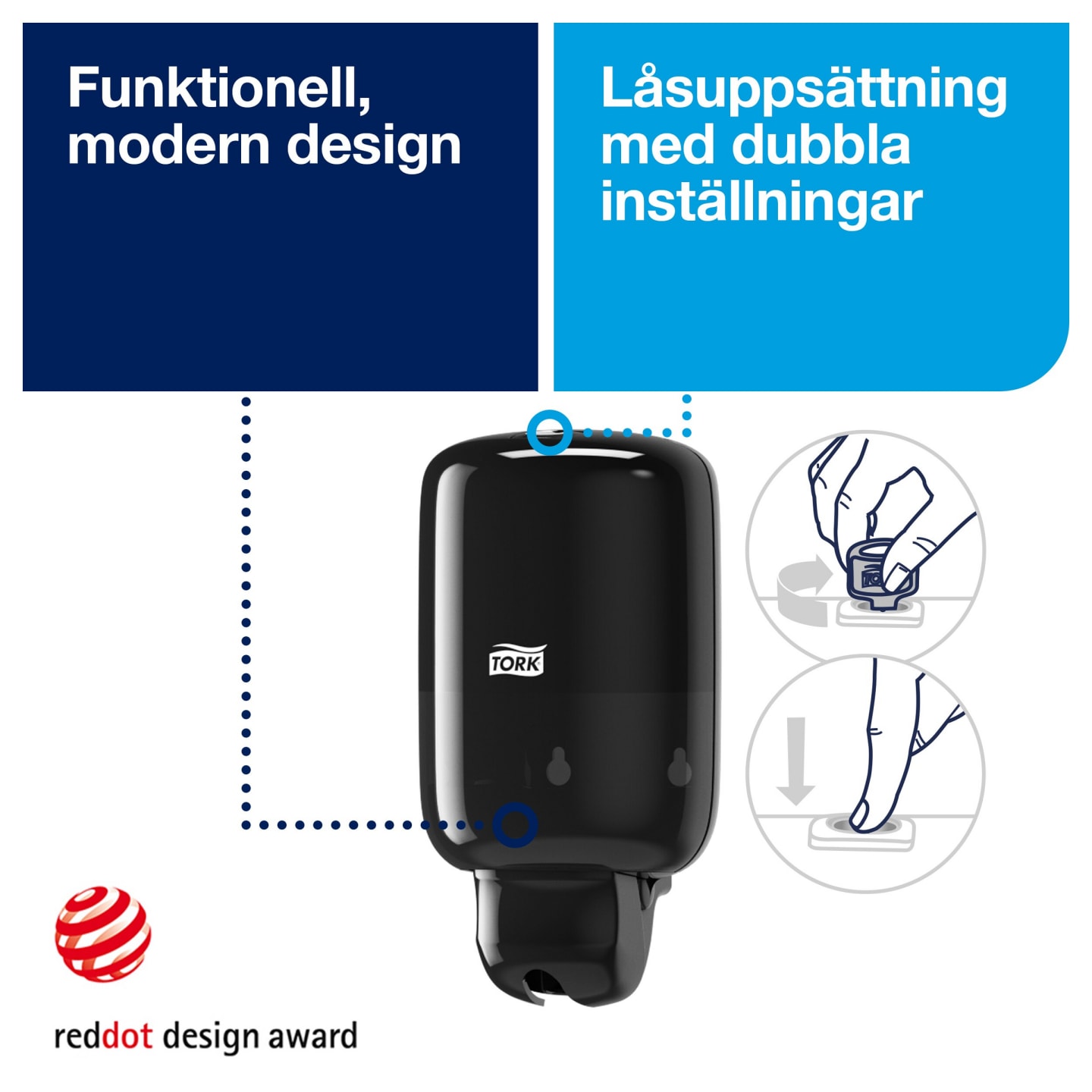 Tvåldispenser Mini S2 svart Tork 1st - Bild 1 av 4
