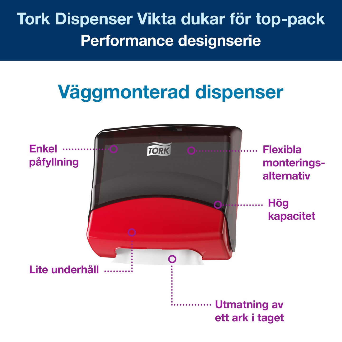 Dispenser vikt duk röd W4 Tork 1st - Bild 1 av 4