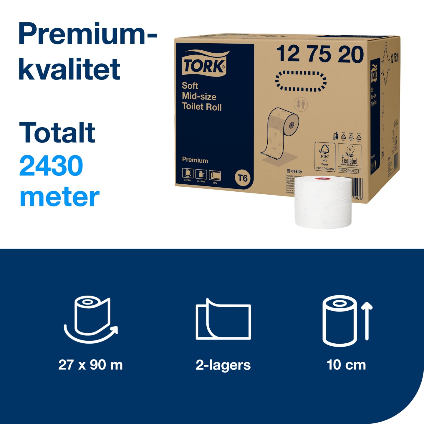Toapapper Premium midsize M T6 27st - Bild 1 av 4
