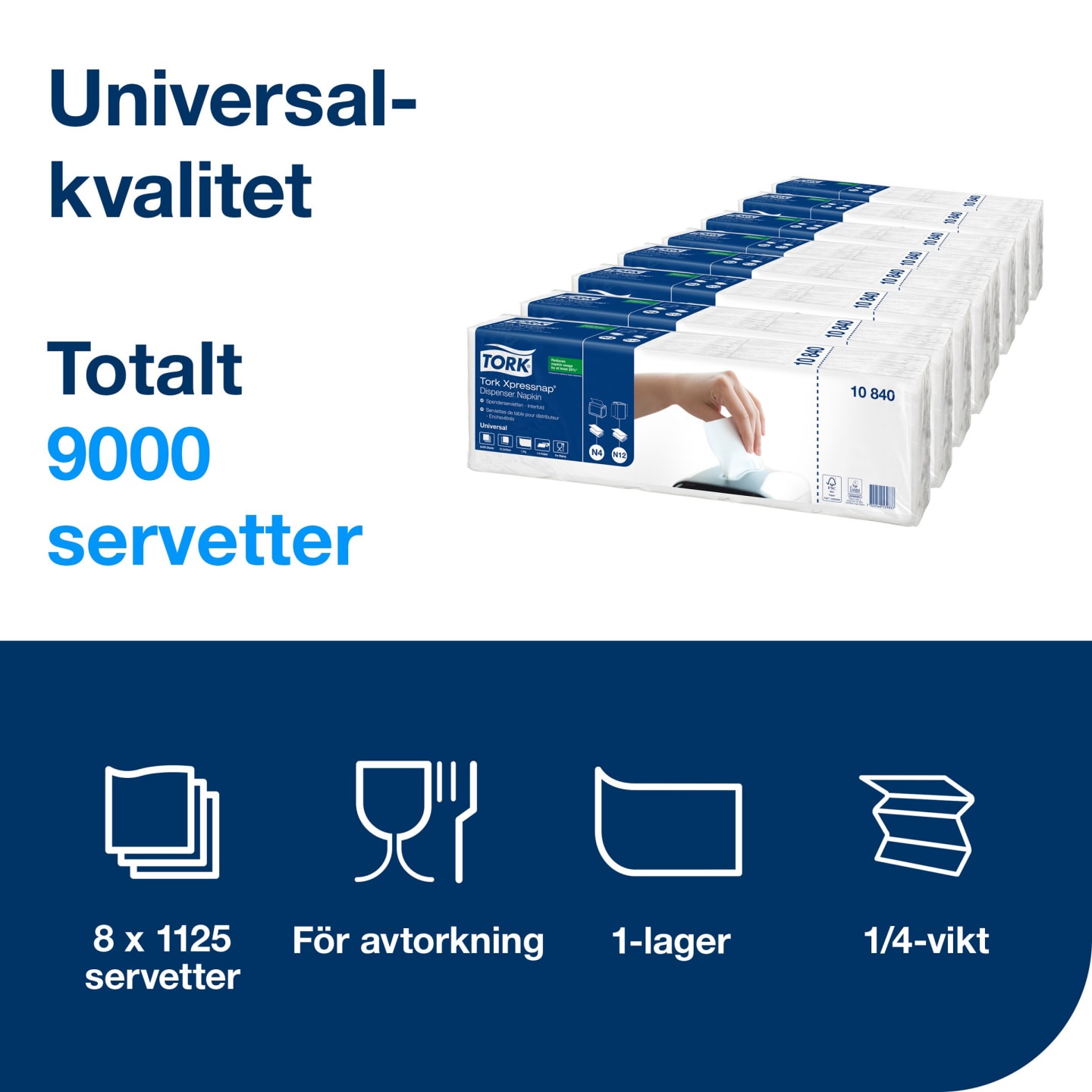 Servett dispenser vit XPN N4 1L 9000st - Bild 1 av 4
