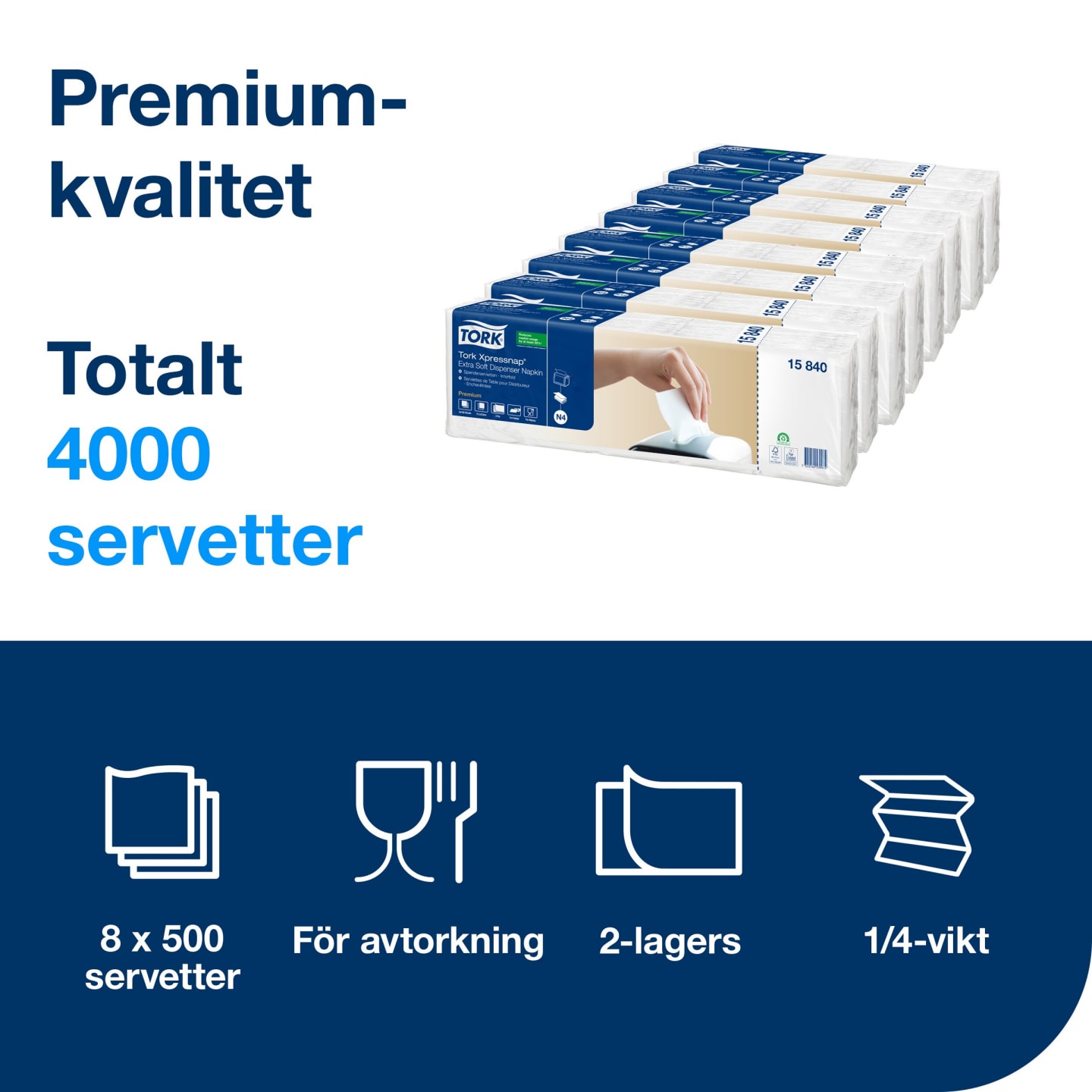 Servett dispenser vit N4 4000st - Bild 1 av 4