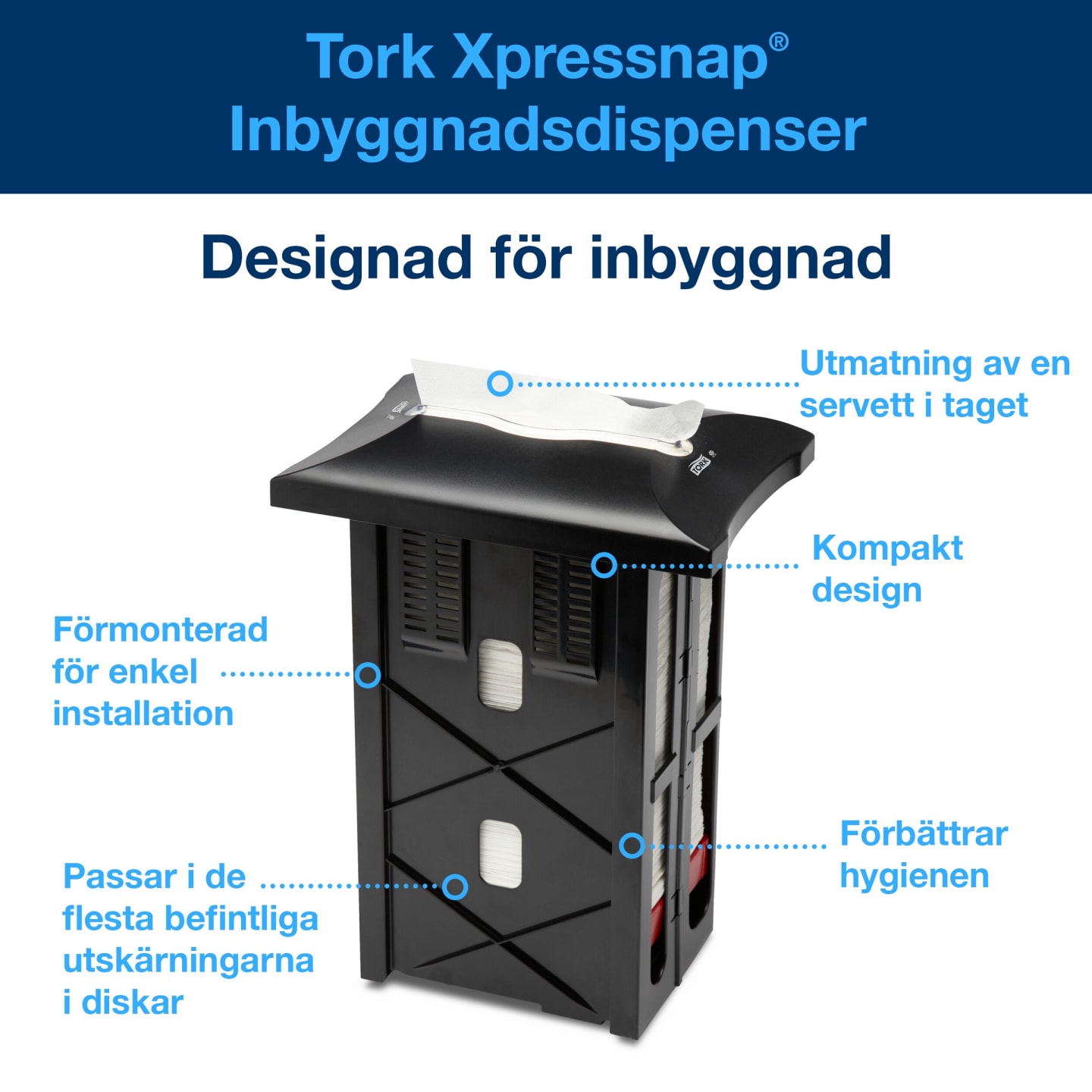 Dispenser servett inbyggd svart N4 1st - Bild 1 av 4