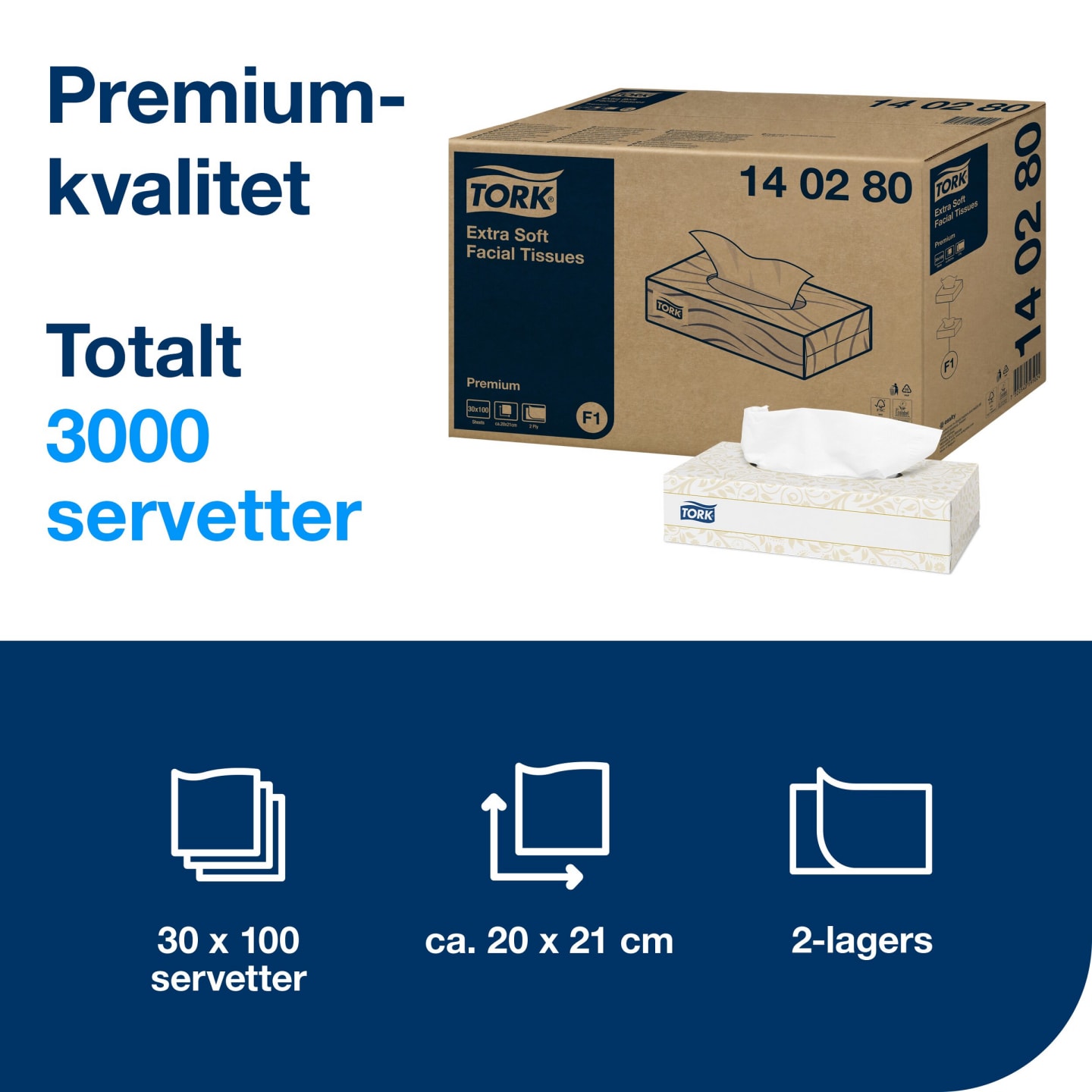 Ansiktsservett extra mjuk F1 vit 100st - Bild 1 av 4