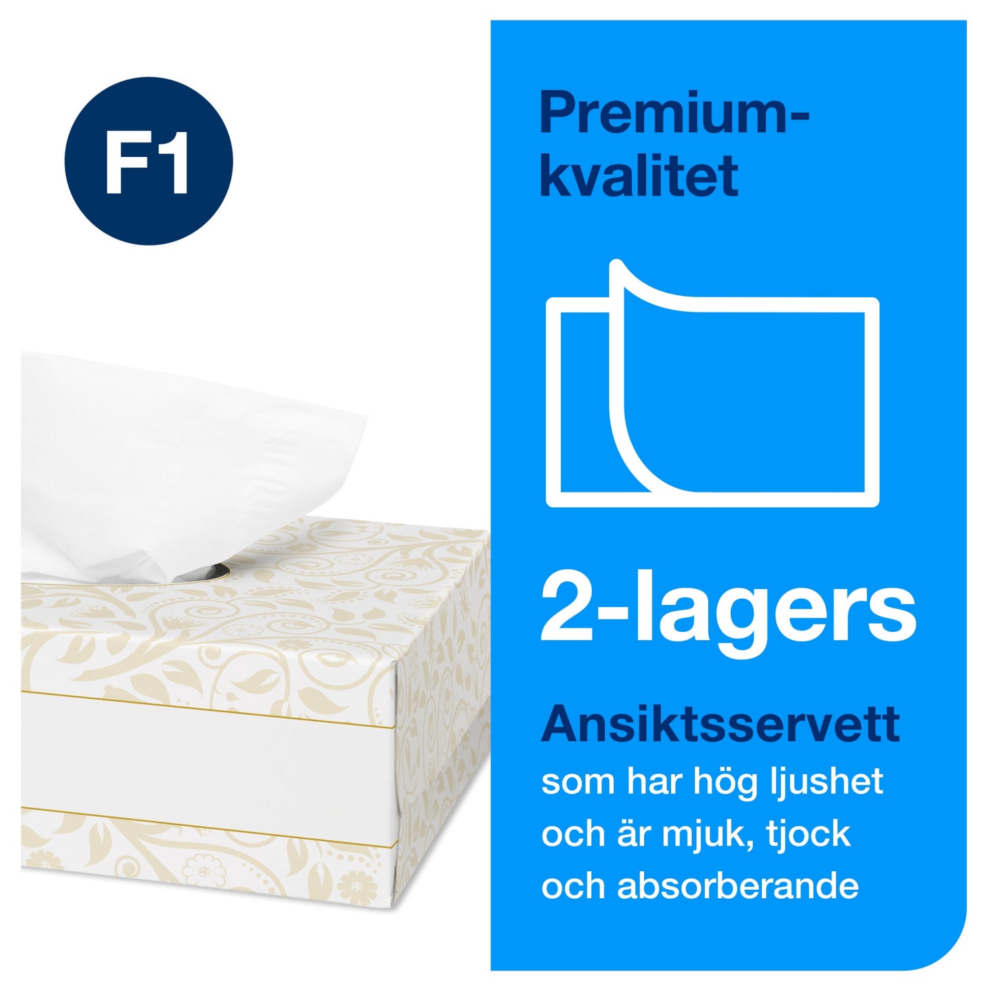 Ansiktsservett extra mjuk F1 vit 100st - Bild 1 av 4