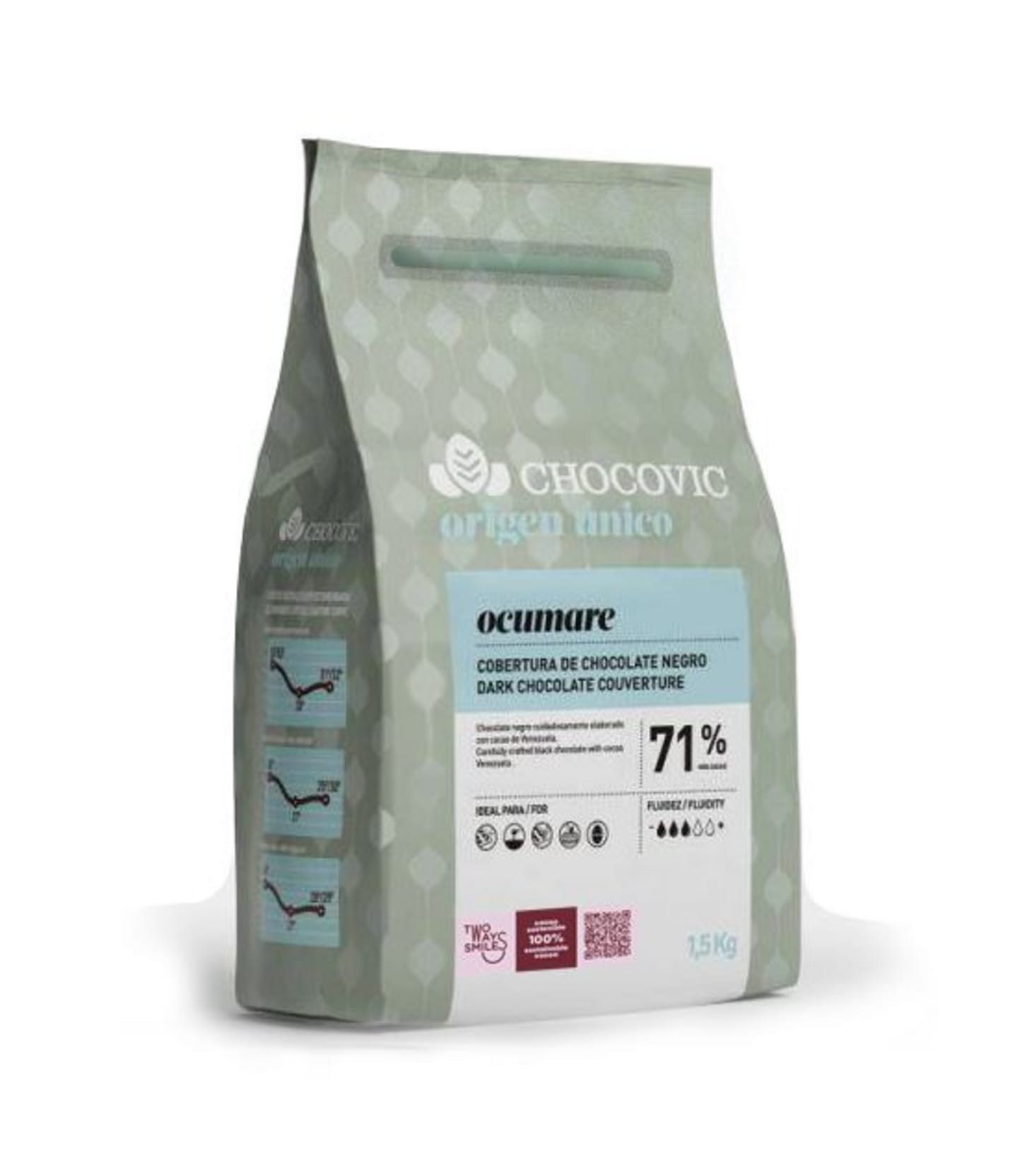 Ocumare mörk choklad pellets 71,1% 1,5kg - Bild 1 av 2