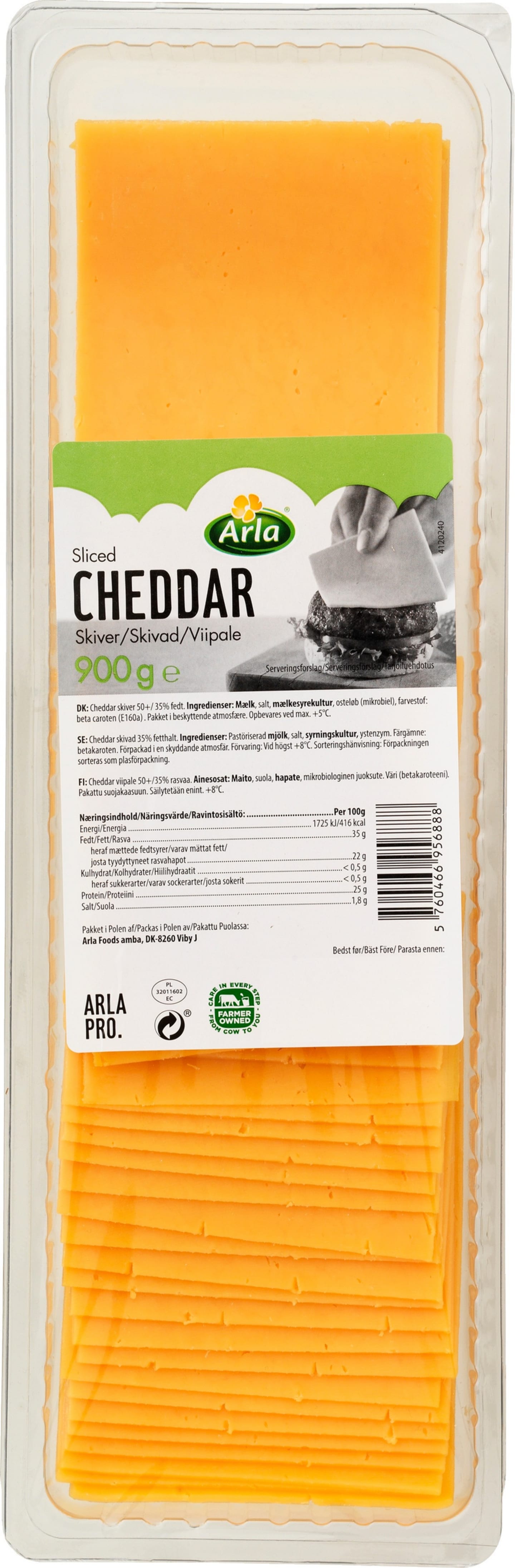 Hamburgerost Cheddar skivad ost 32% 900g