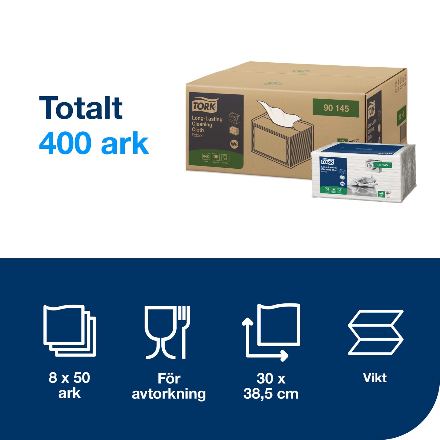 Torkduk rengöring vit W8 50st - Bild 1 av 4