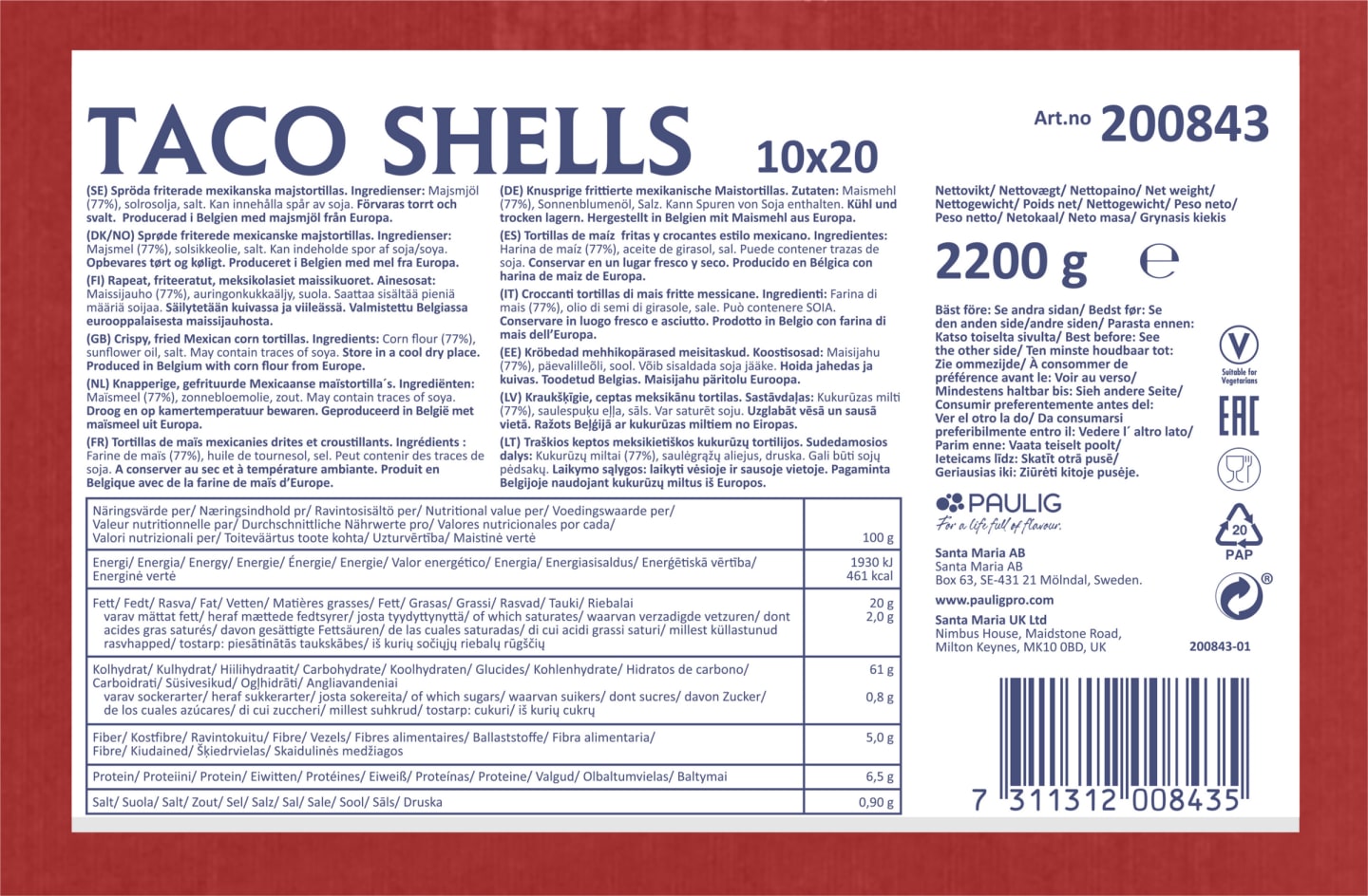 Taco Shells 2,2kg