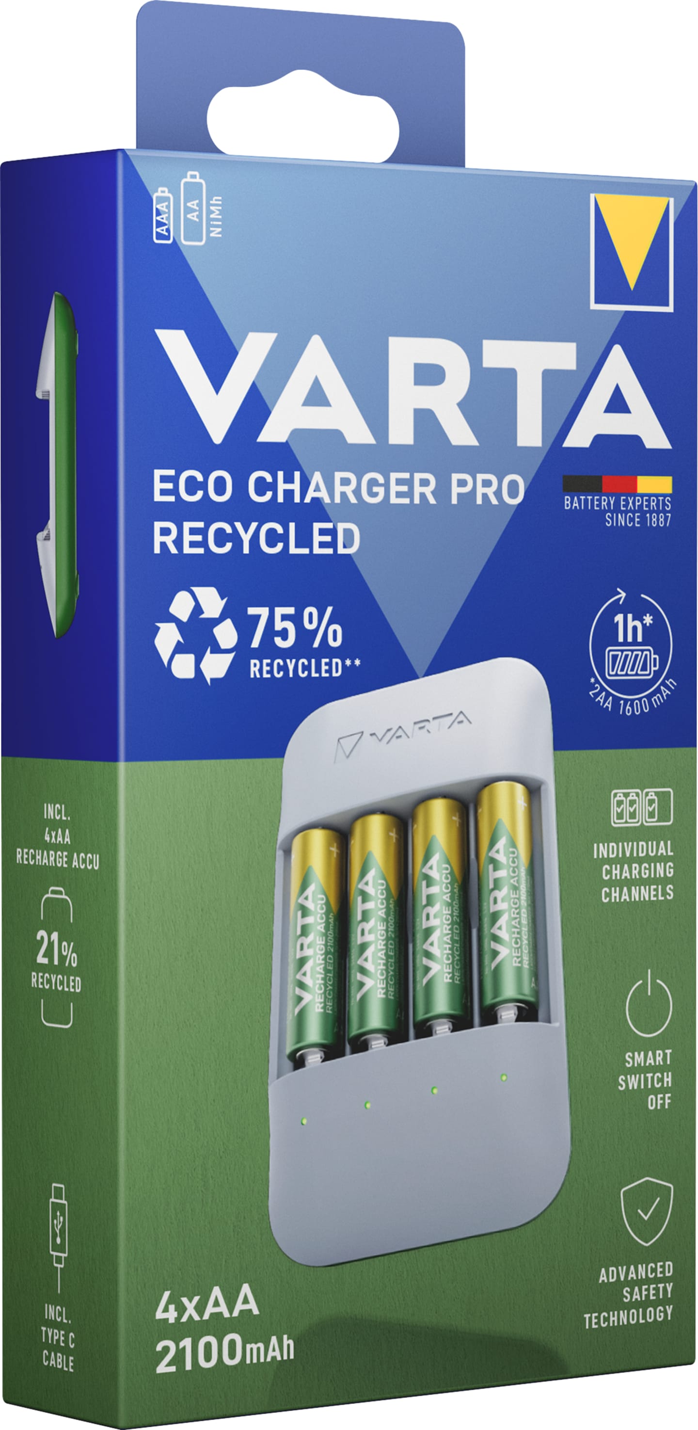 Batteriladdare Eco Charger 4xAA 2100mAh