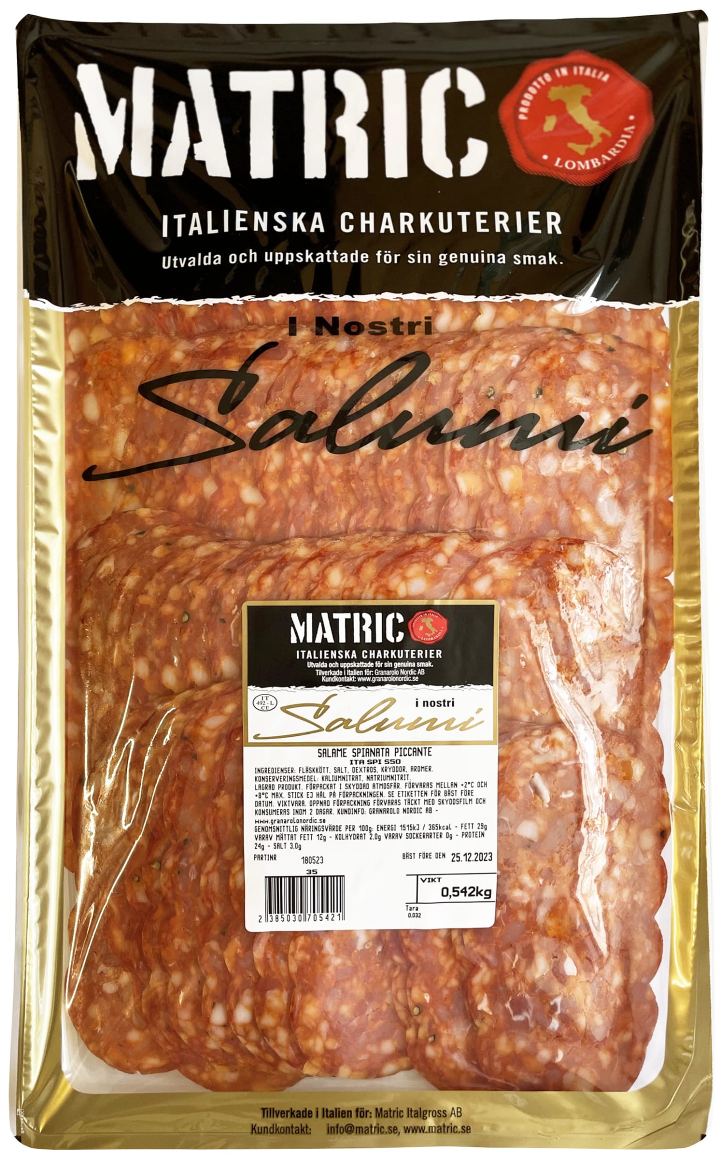 Salami Spianata skivad ca 500g