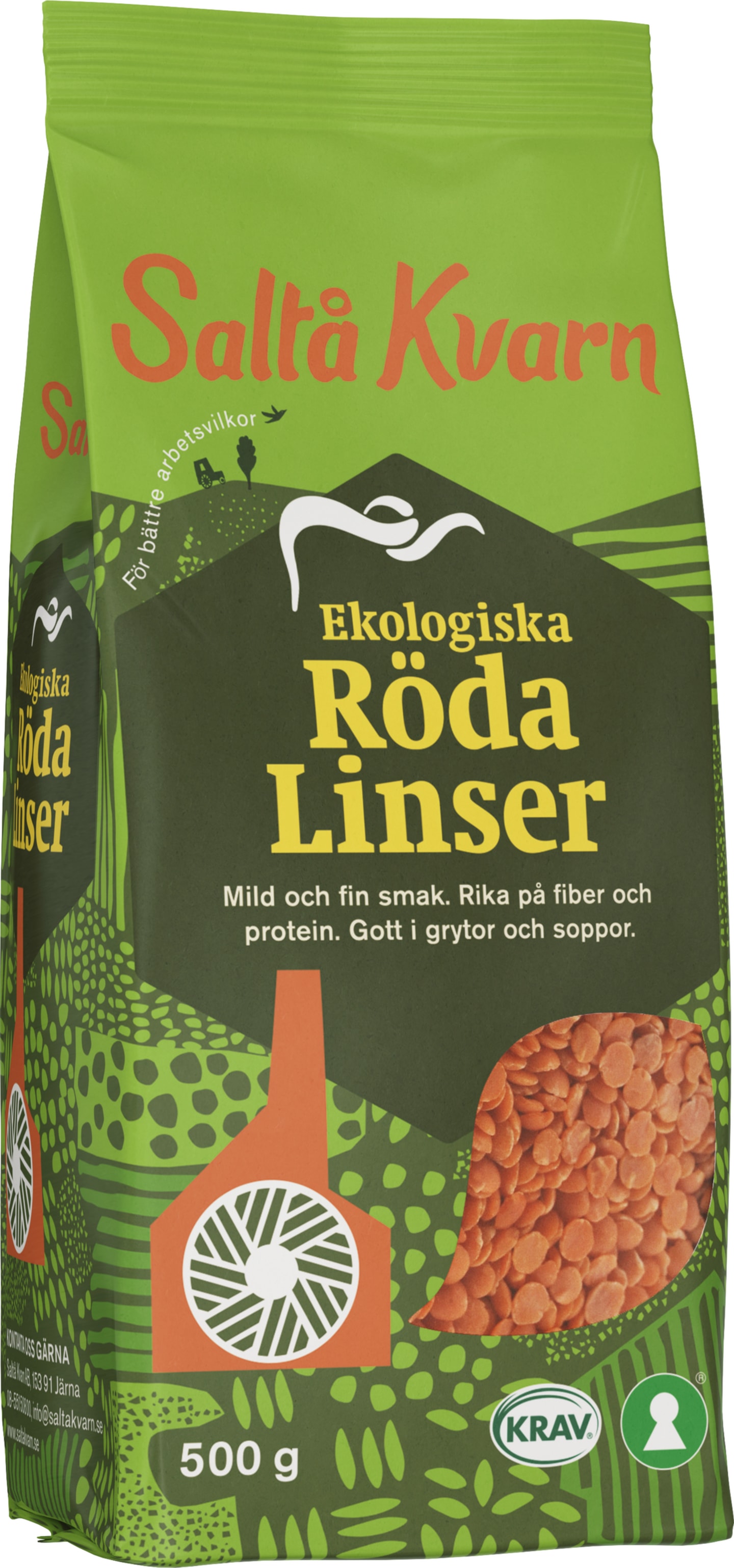 Ekologiska röda linser 500 g KRAV