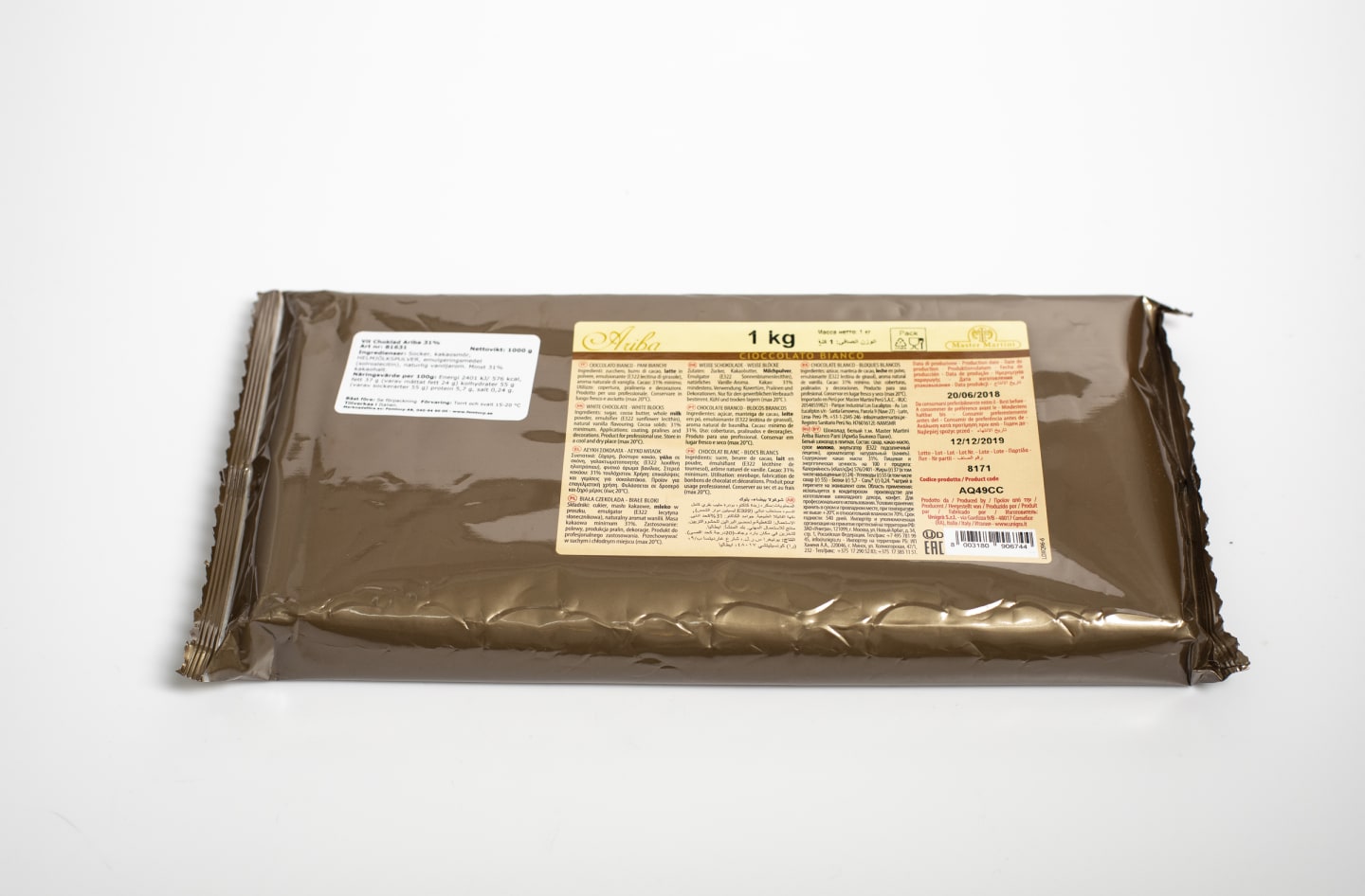 Vit choklad block Ariba 31% 1kg - Bild 1 av 3