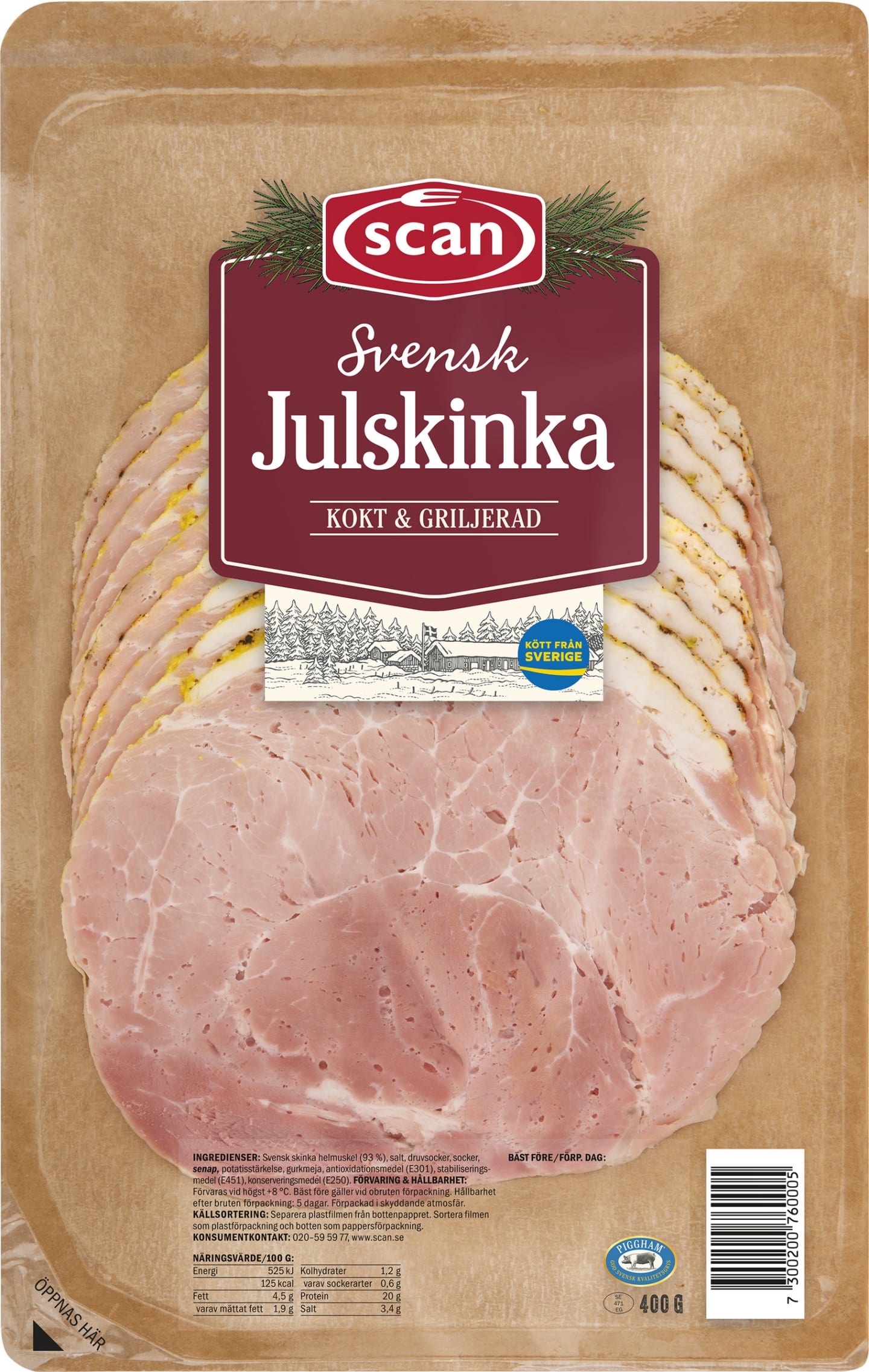 Julskinka griljerad skivad 400g