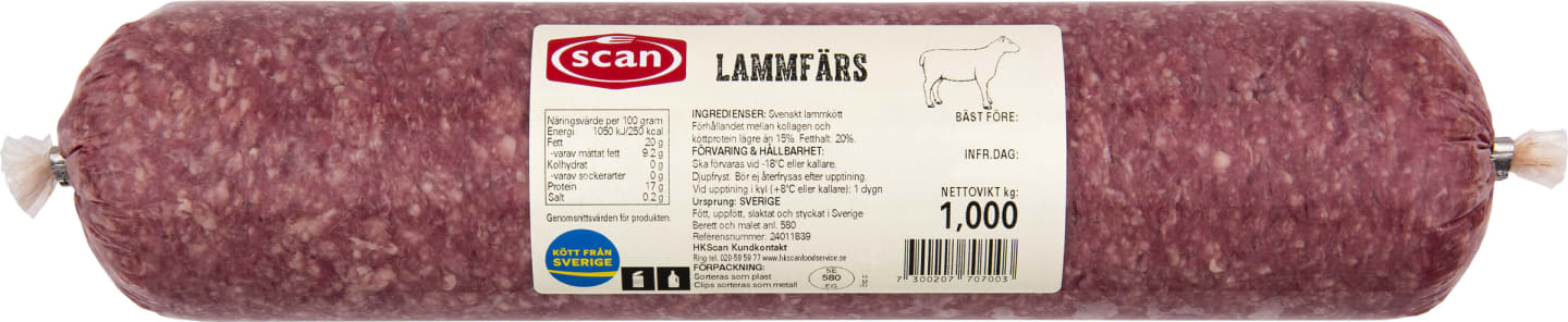 Lammfärs rullpack 1kg