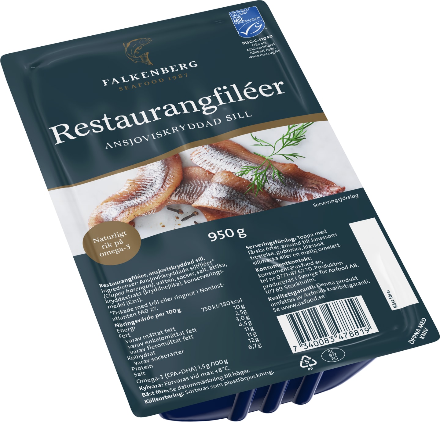 Restaurangfilé ansjoviskryddad MSC 950g
