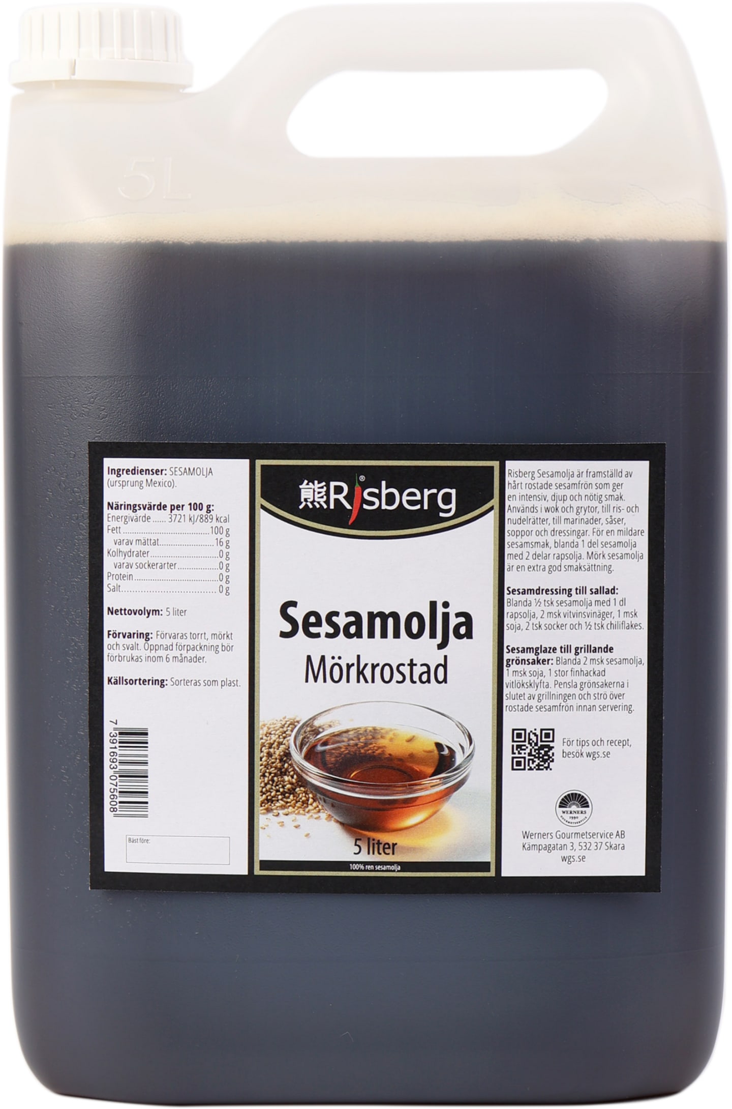 Sesamolja mörkrostad 100% 5L