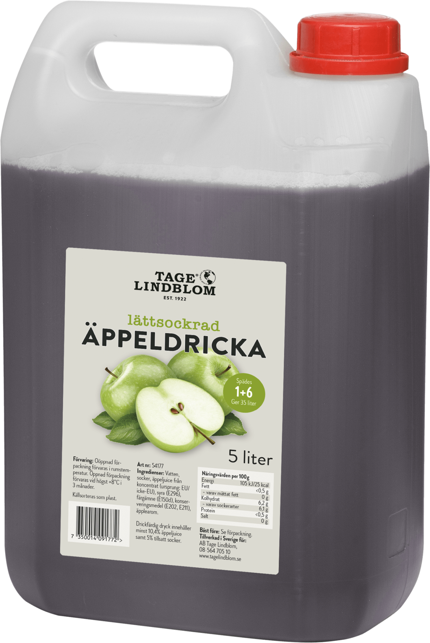 Äppeldricka lättsockrad 5L