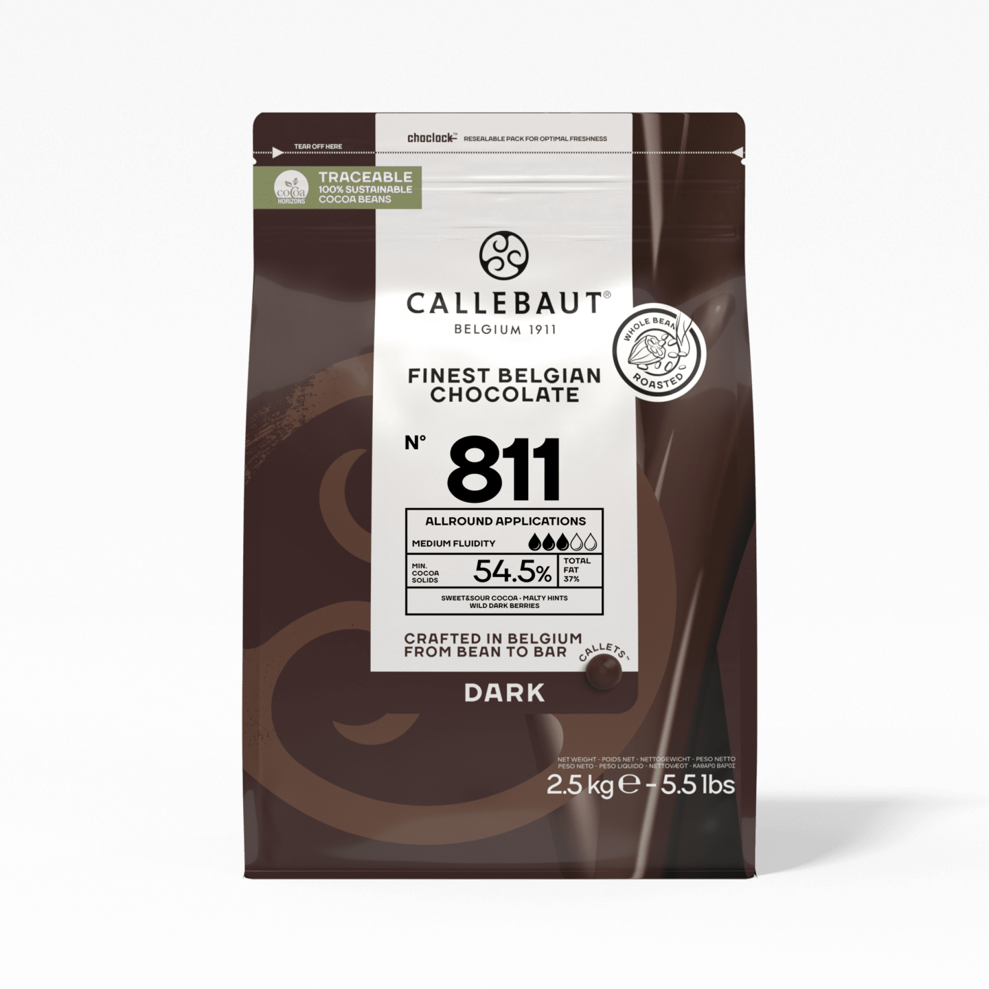 Mörk choklad pellets 54,50% 2,5kg