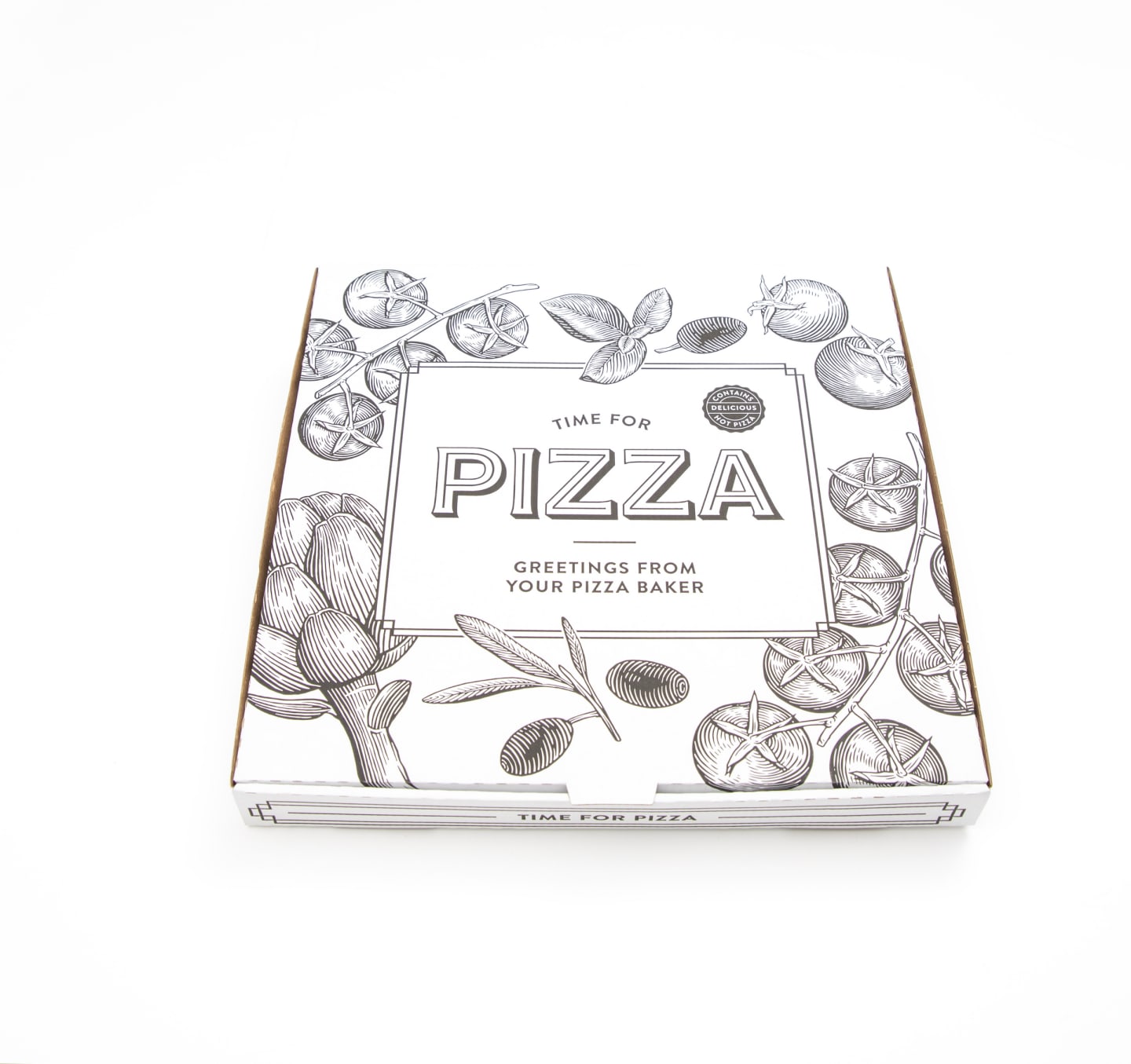Pizzakartong vit med tryck 33x33x3,5cm 100 st