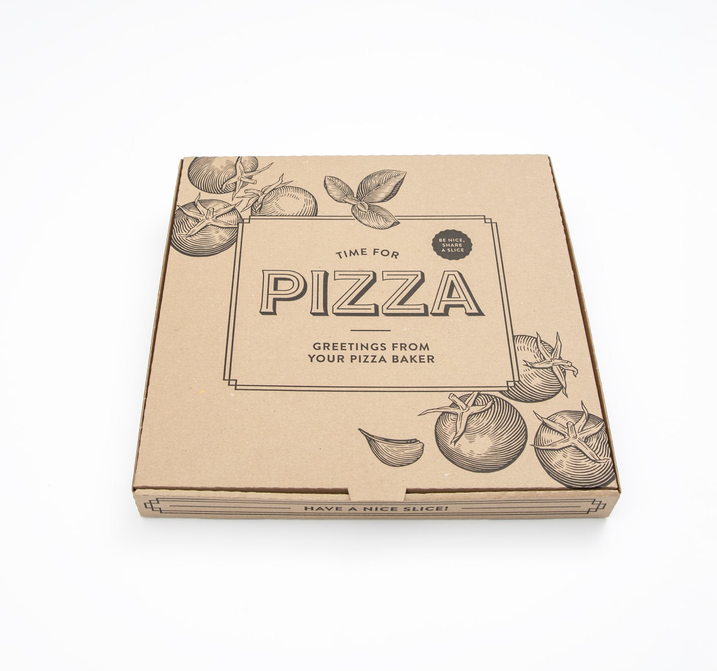 Pizzakartong brun med tryck 30x30X3,5cm 100 st