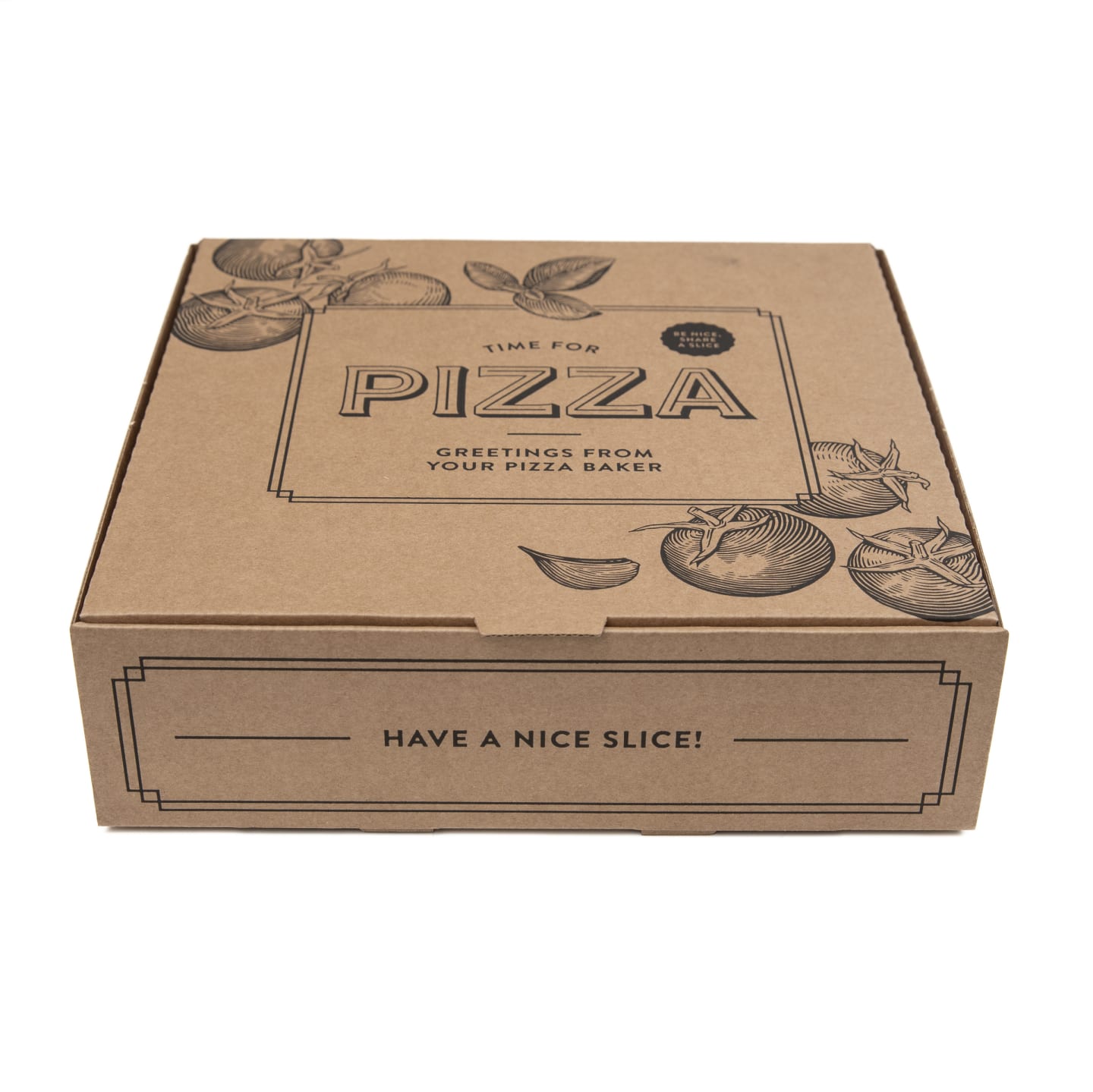 Pizzakartong brun med tryck 28x28x8cm 100 st