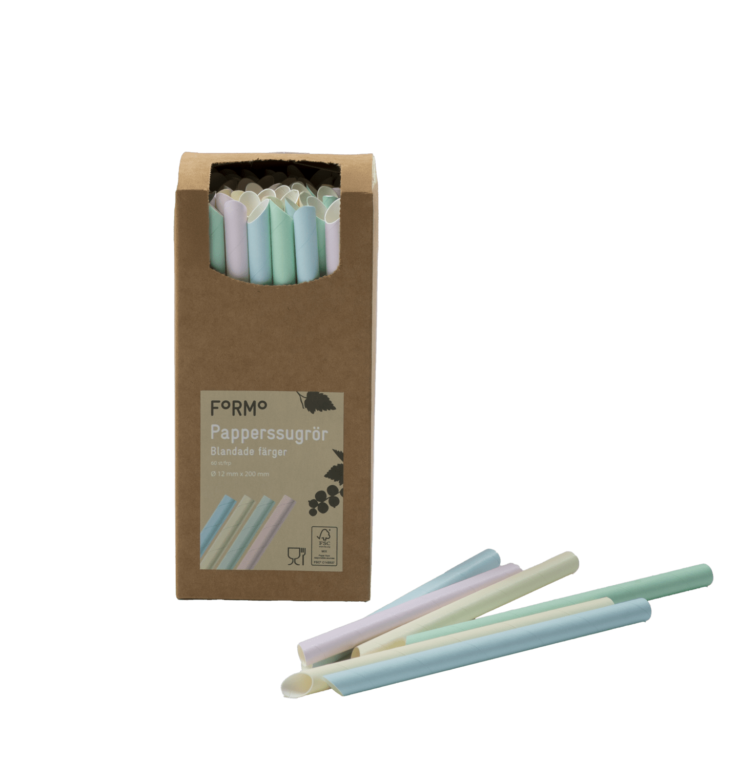 Sugrör Bubble tea bl färger 12x200mm 60st