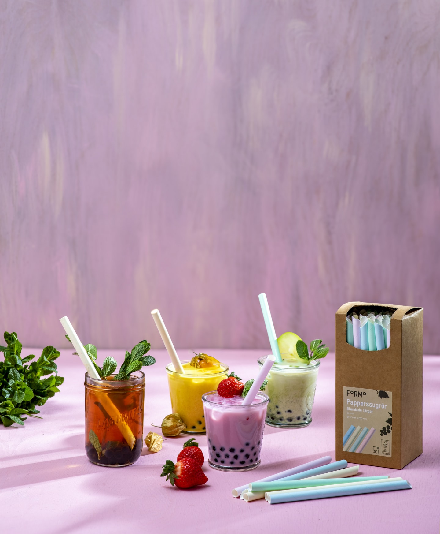 Sugrör Bubble tea bl färger 12x200mm 60st - Bild 1 av 2
