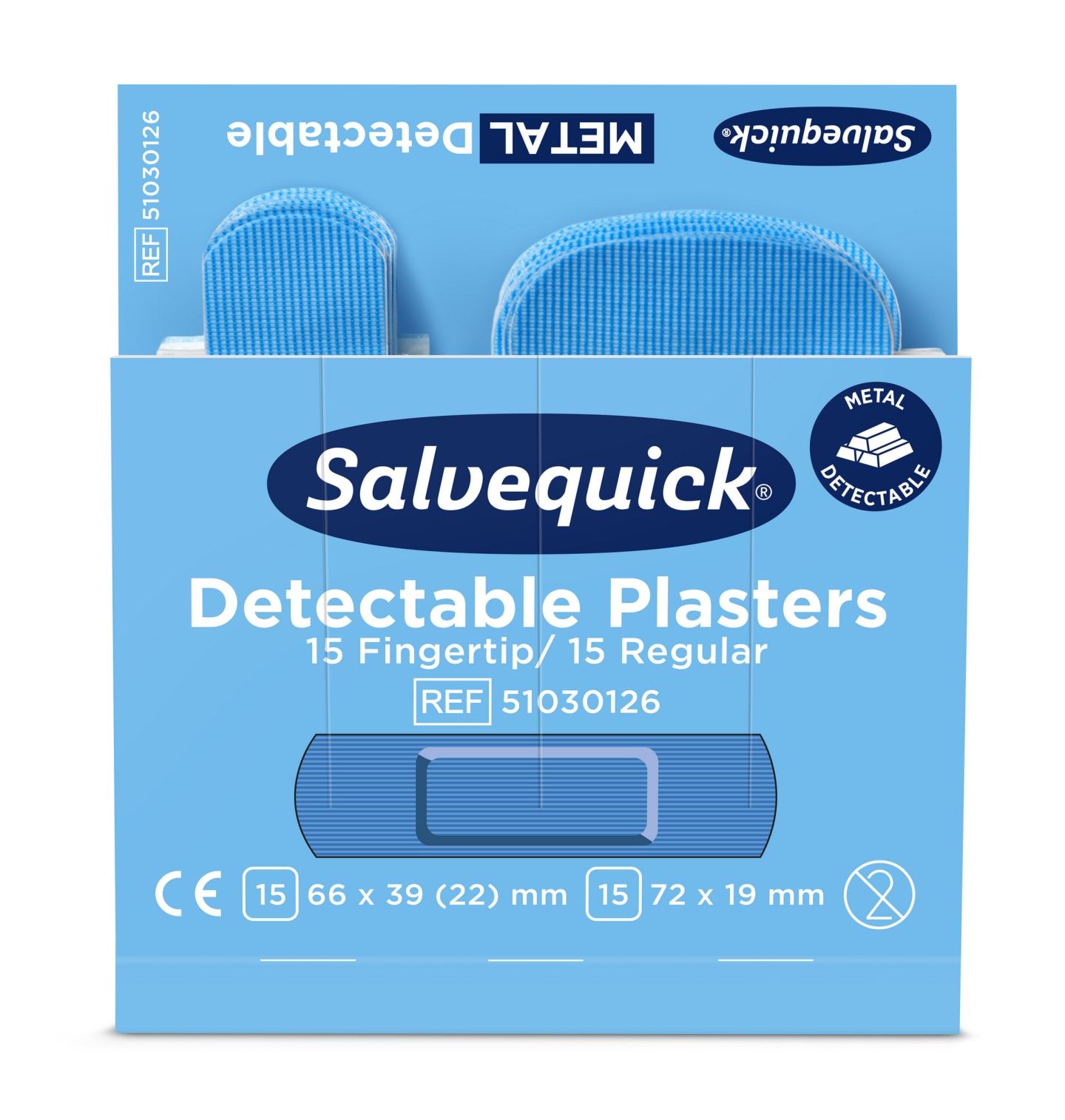 Plåster fingertopp blå detectable 6x30st