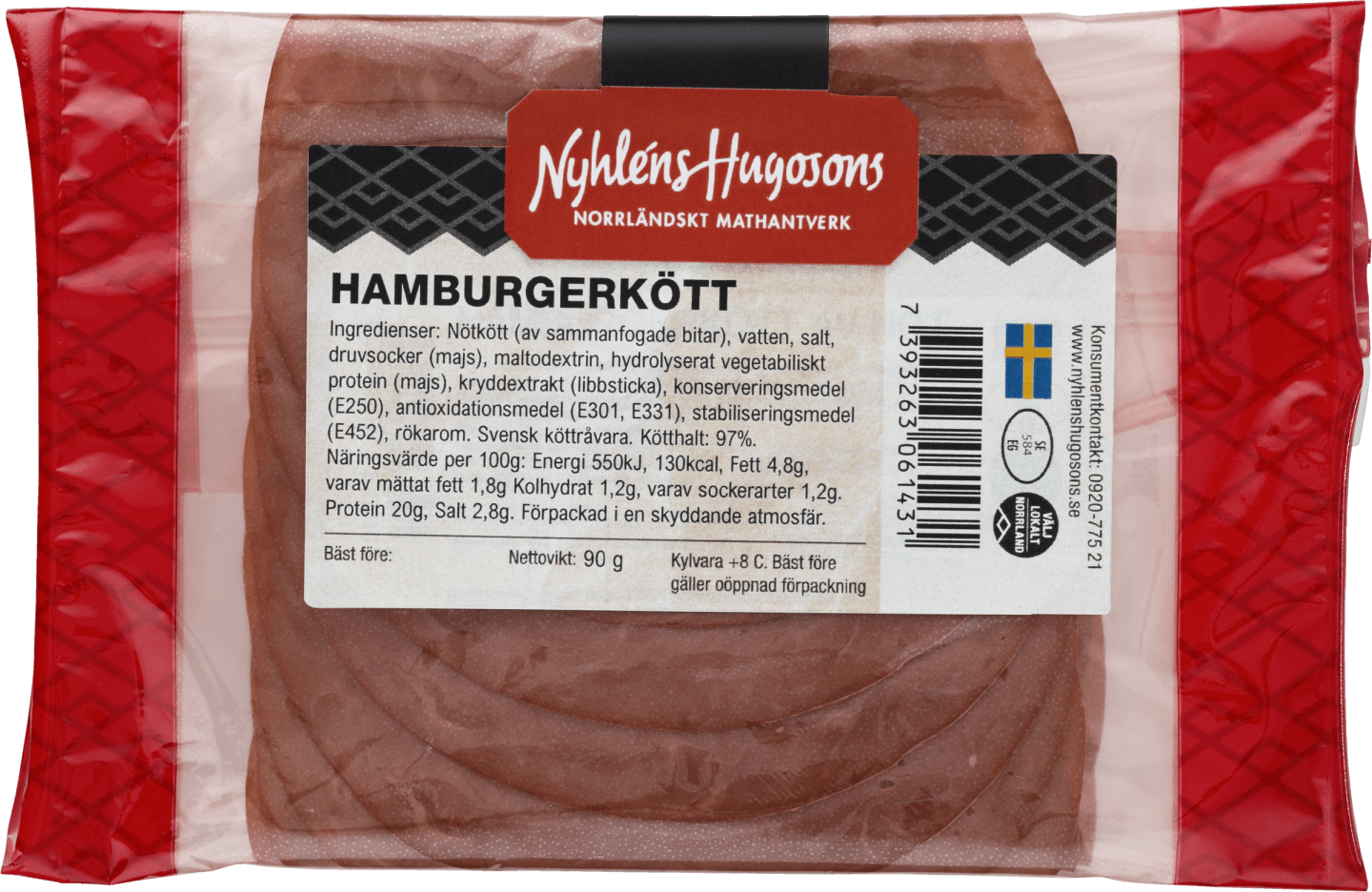 Hamburgerkött skivad 8x90g