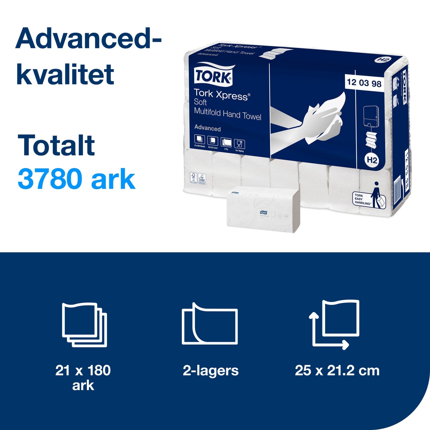 Handduk xpress adv H2 180st - Bild 1 av 4