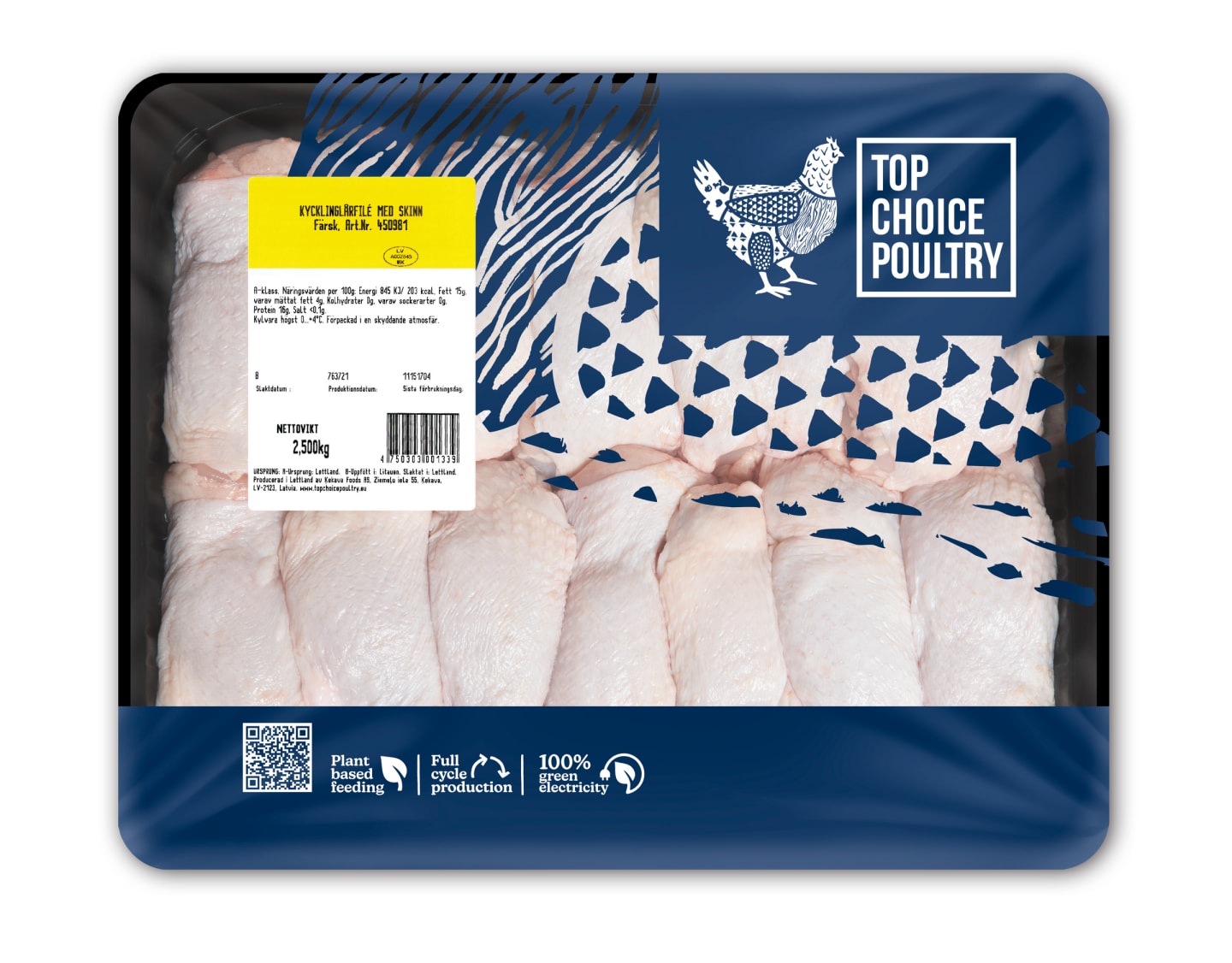Kycklinglårfilé med skinn 50-70g 2,5kg - Bild 1 av 2