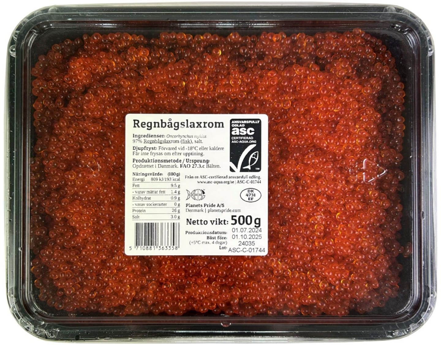 Regnbågslaxrom ASC 500g