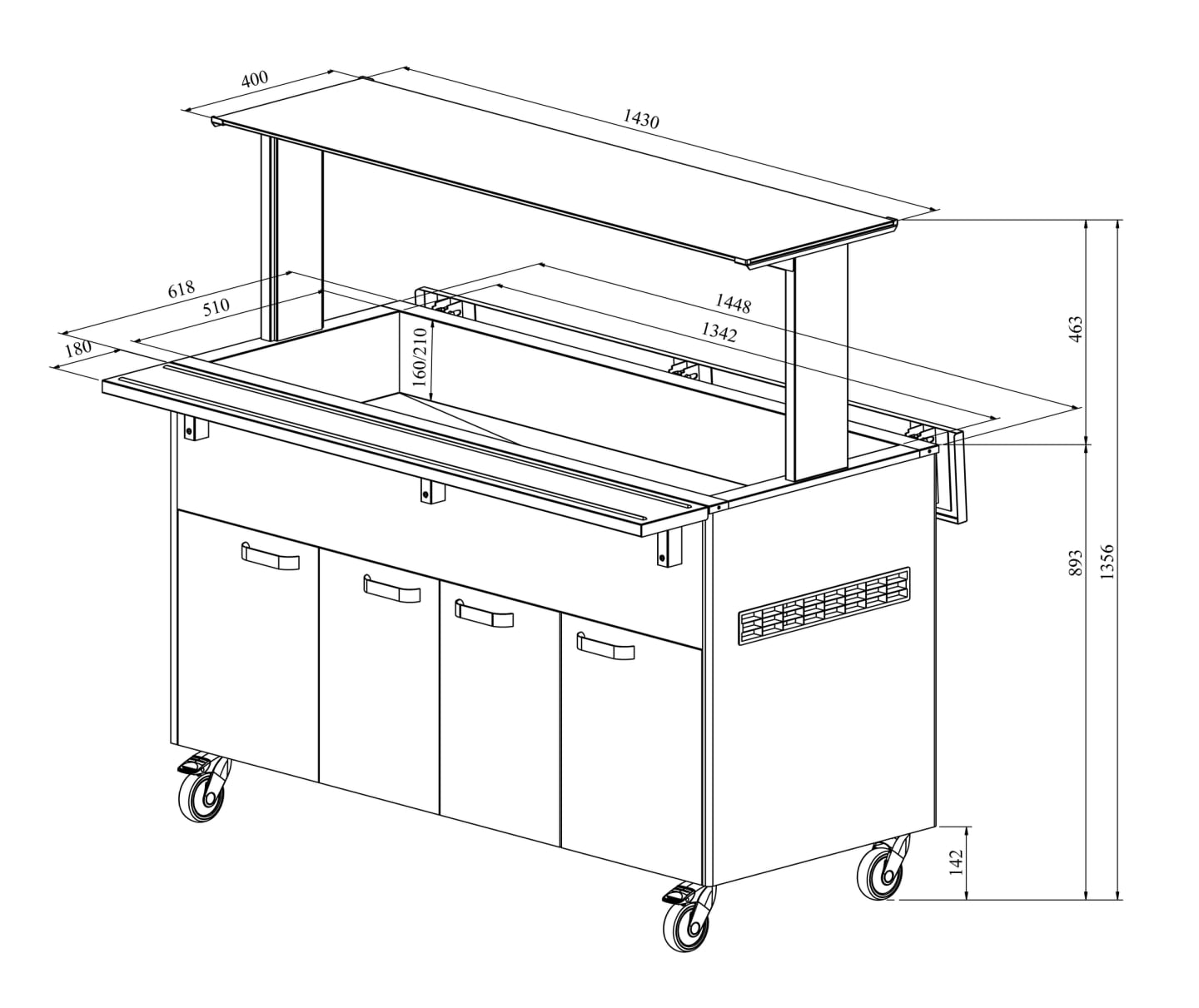 Buffévagn 1400 V Varm - Bild 1 av 2