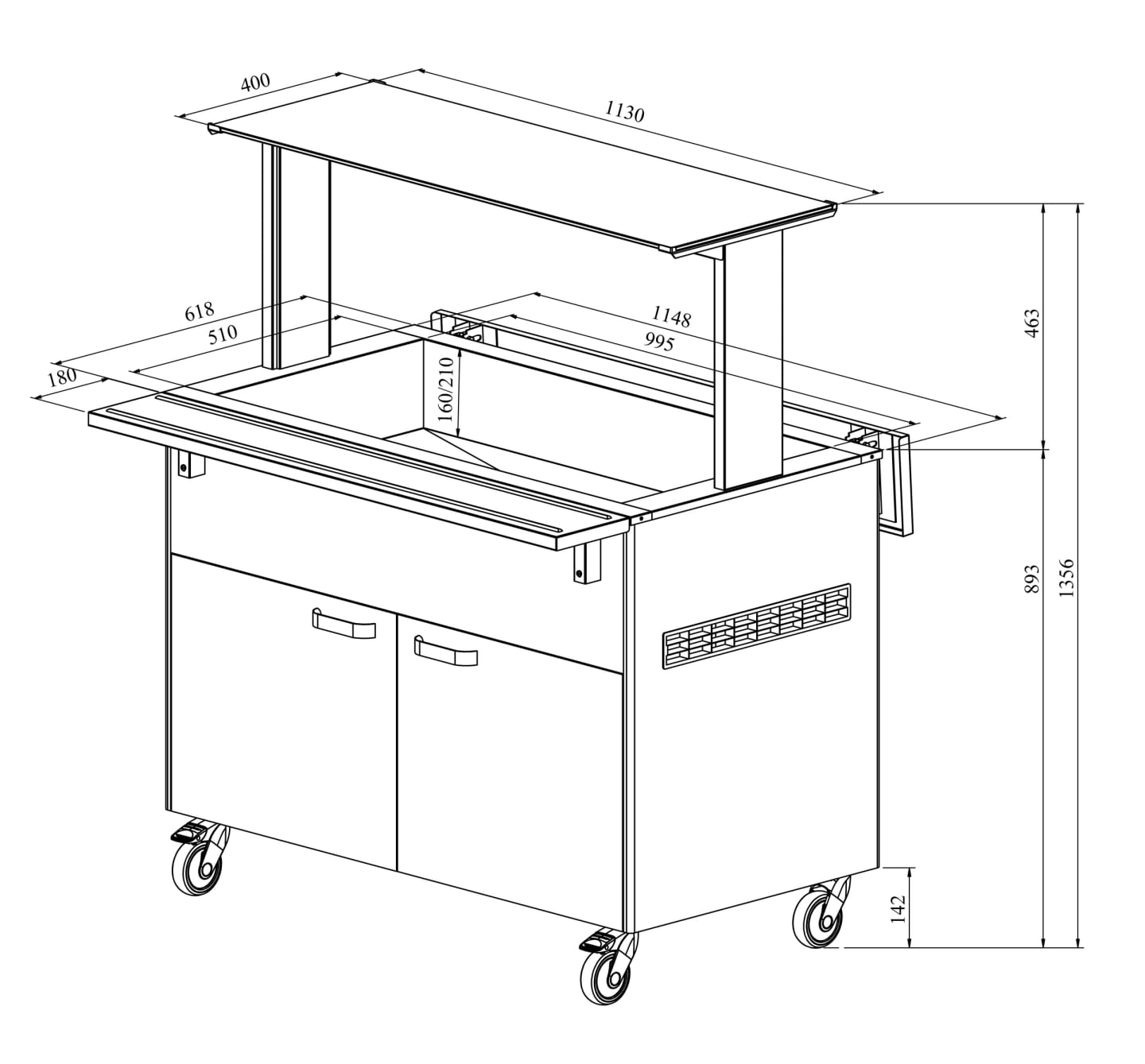 Buffévagn 1200 V Varm - Bild 1 av 2