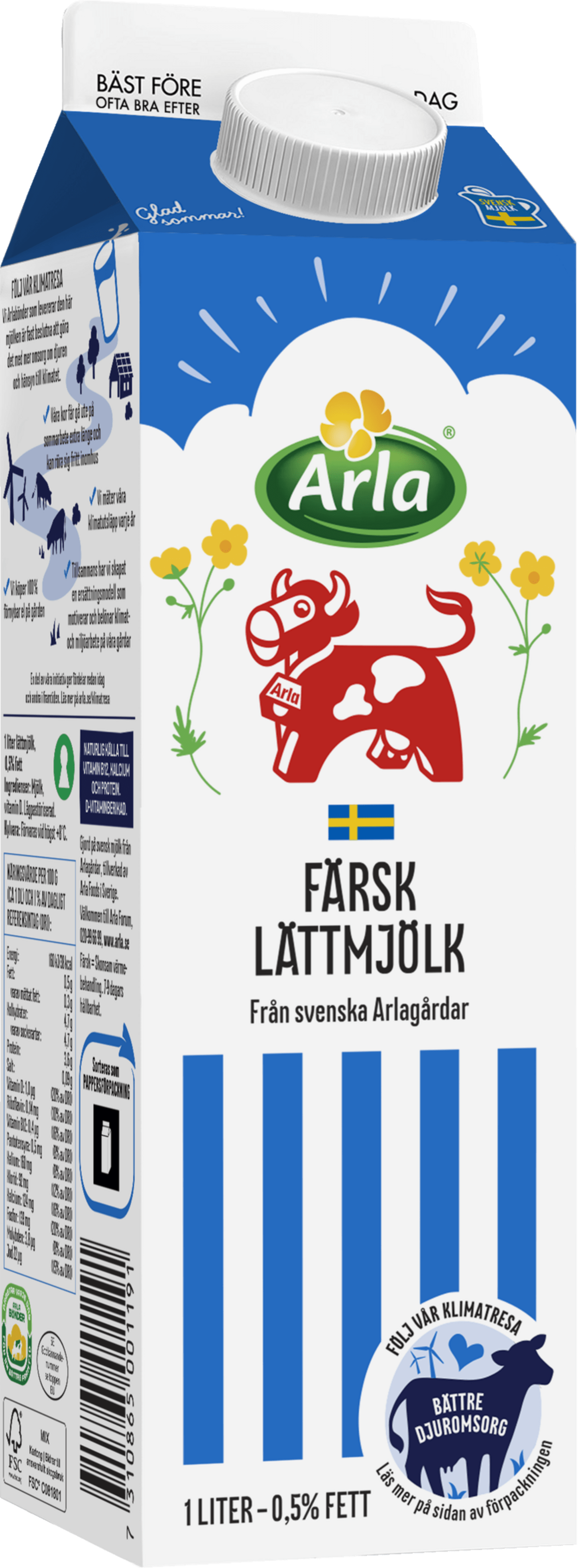 Lättmjölk 0,5% 1L