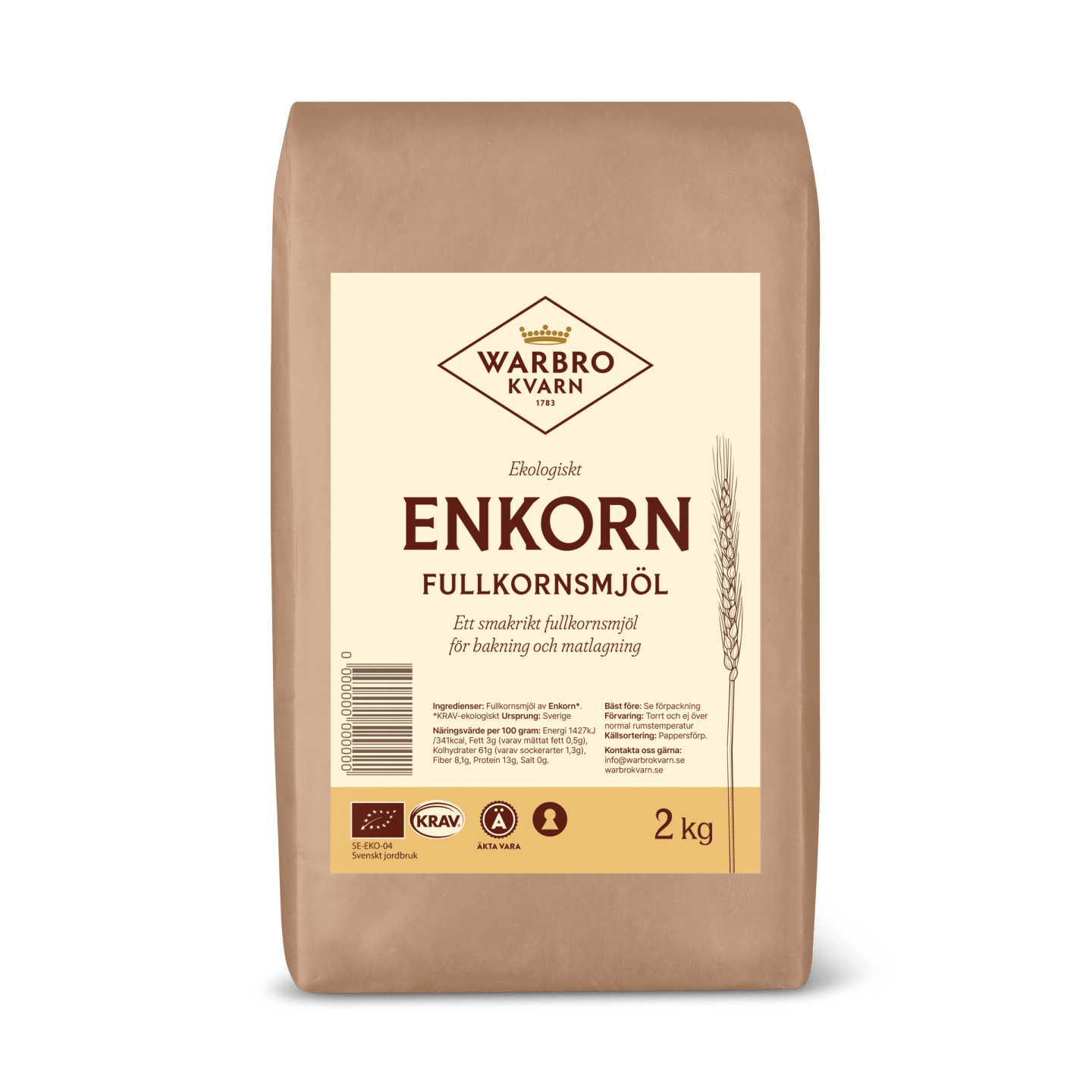 Enkornsmjöl fullkorn 2kg