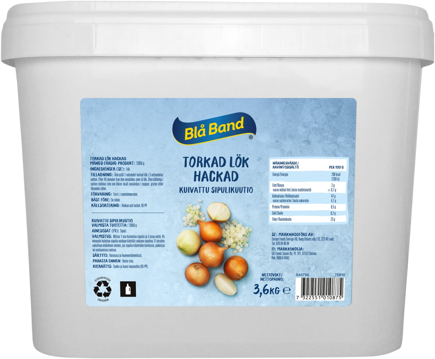 Lök torkad hackad 3,6kg