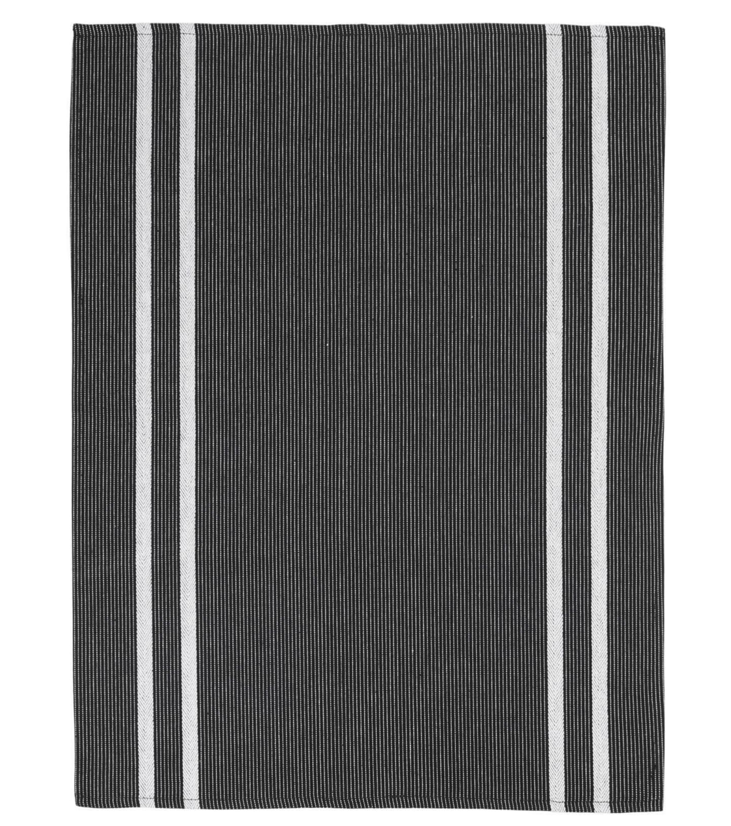 Kökshandduk 50x70 svart/vitrand 6-pack 1810