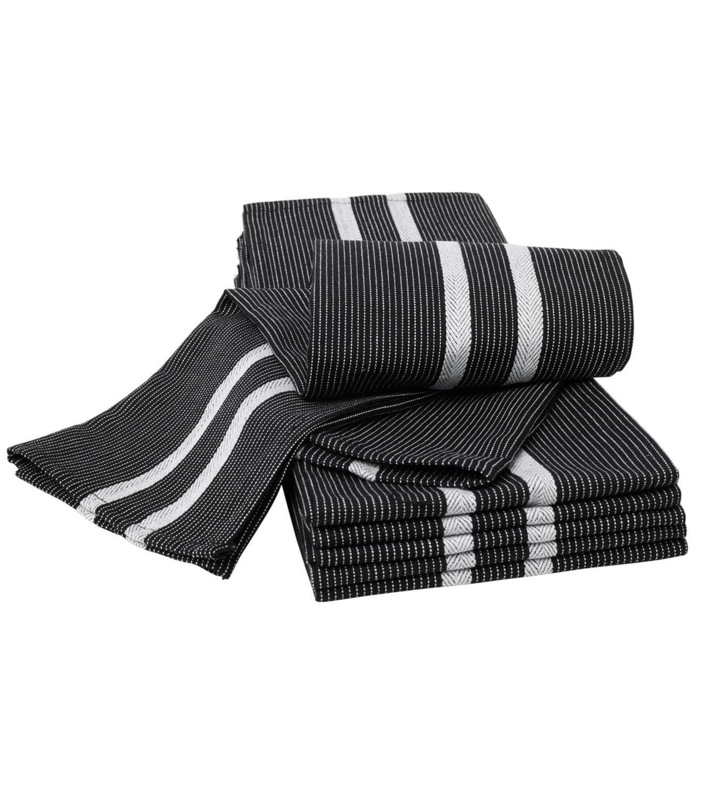 Kökshandduk 50x70 svart/vitrand 6-pack 1810 - Bild 1 av 3