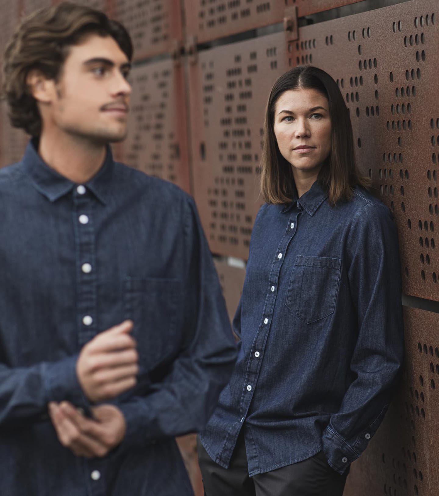 Denimskjorta herr 1229 Mörkblå denim M - Bild 1 av 4
