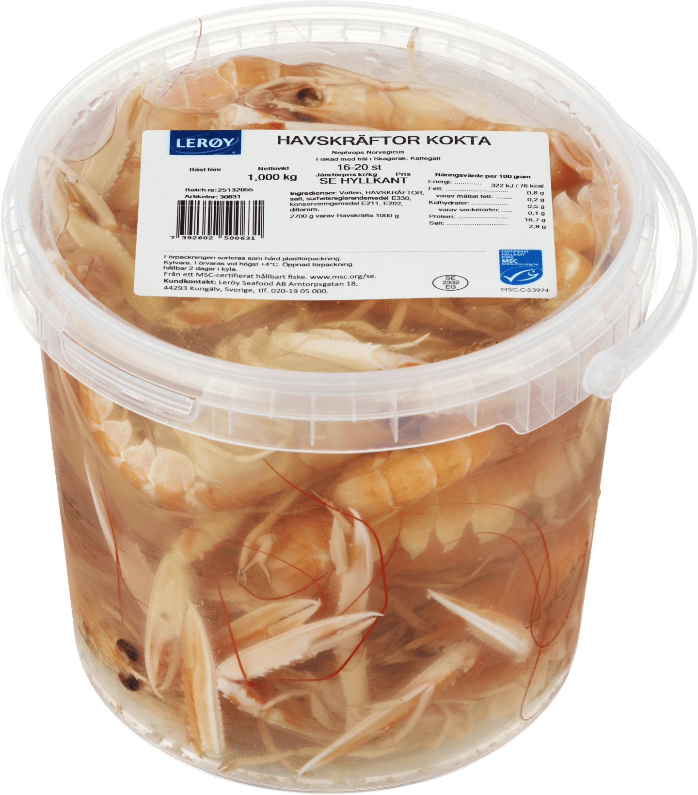 Havskräftor kokta MSC 16-20st 1kg