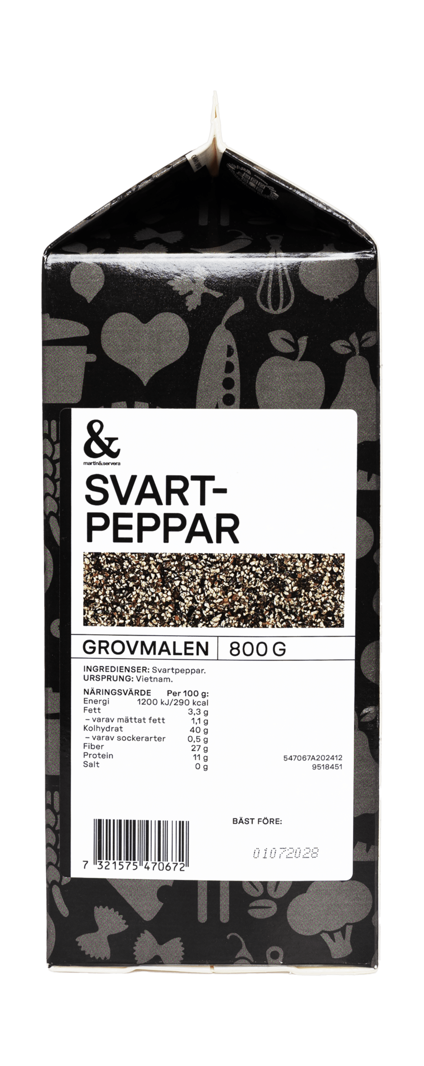 Svartpeppar grovmalen 800g - Bild 1 av 2