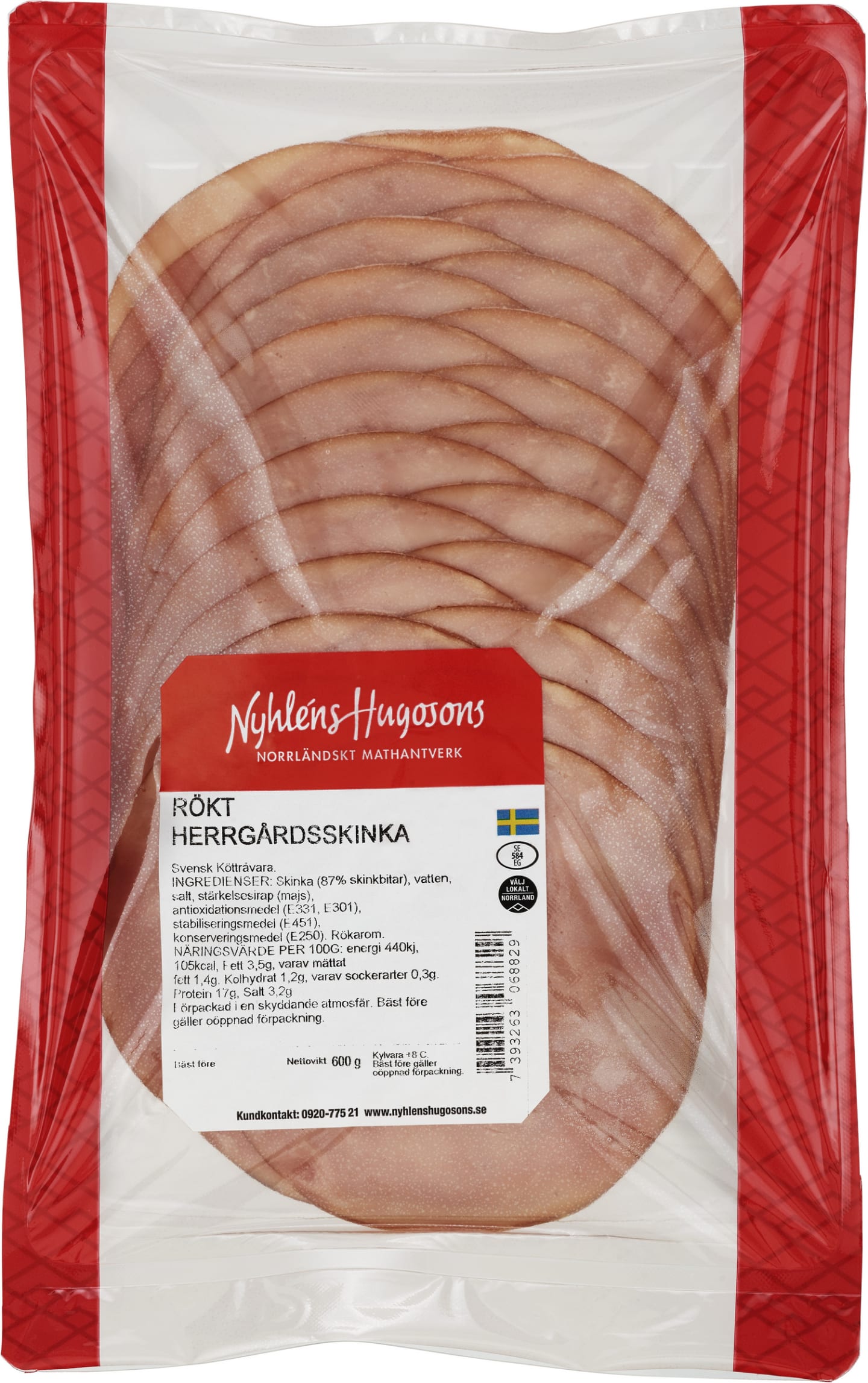 Herrgårdsskinka rökt skivad 600g