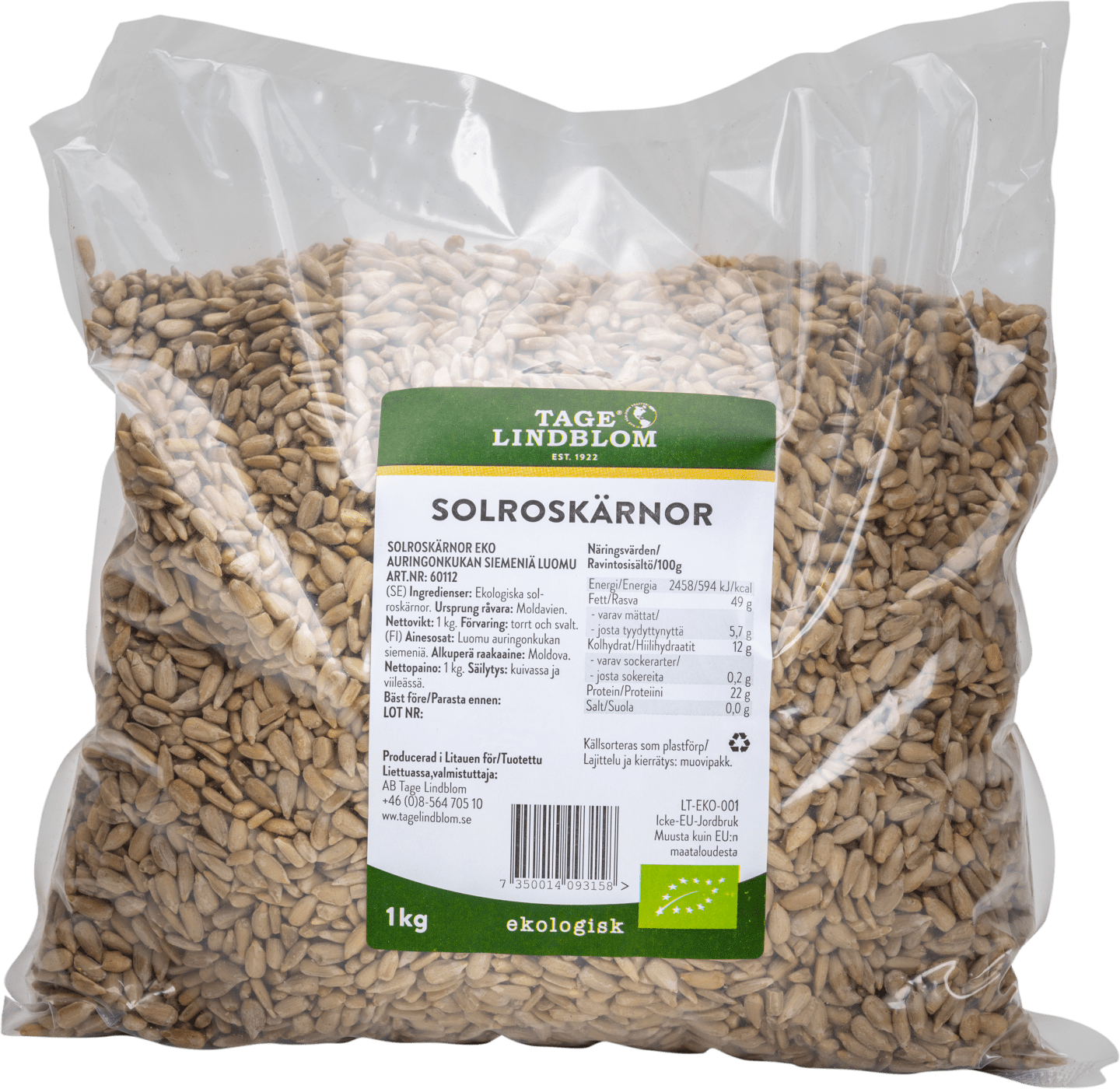 Solroskärnor Eko 1kg