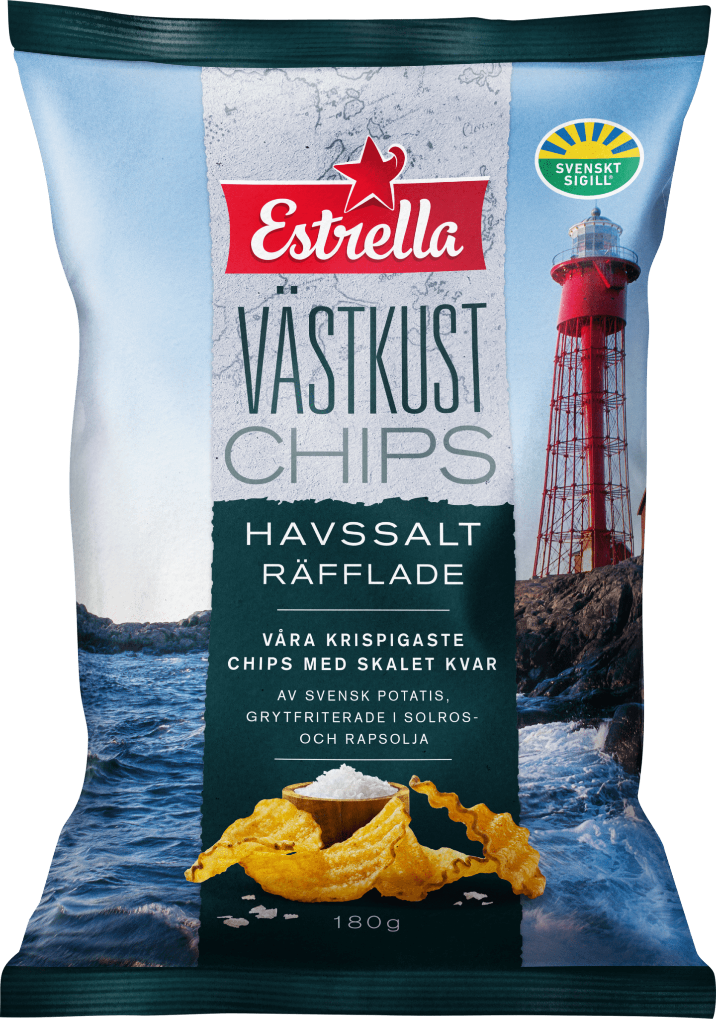 Västkustchips Havssalt Räfflade 180g