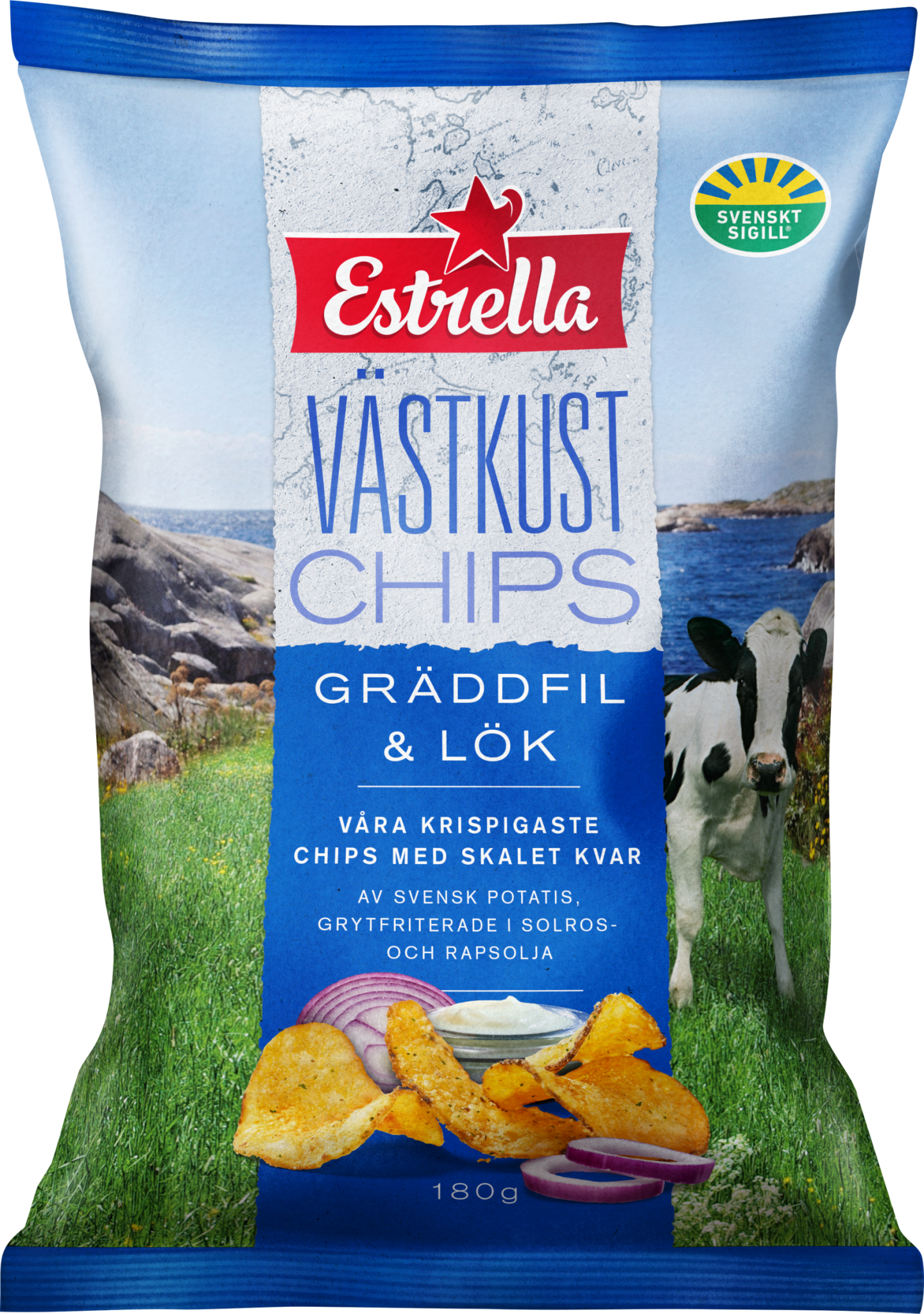 Västkustchips Gräddfil & Lök 180g