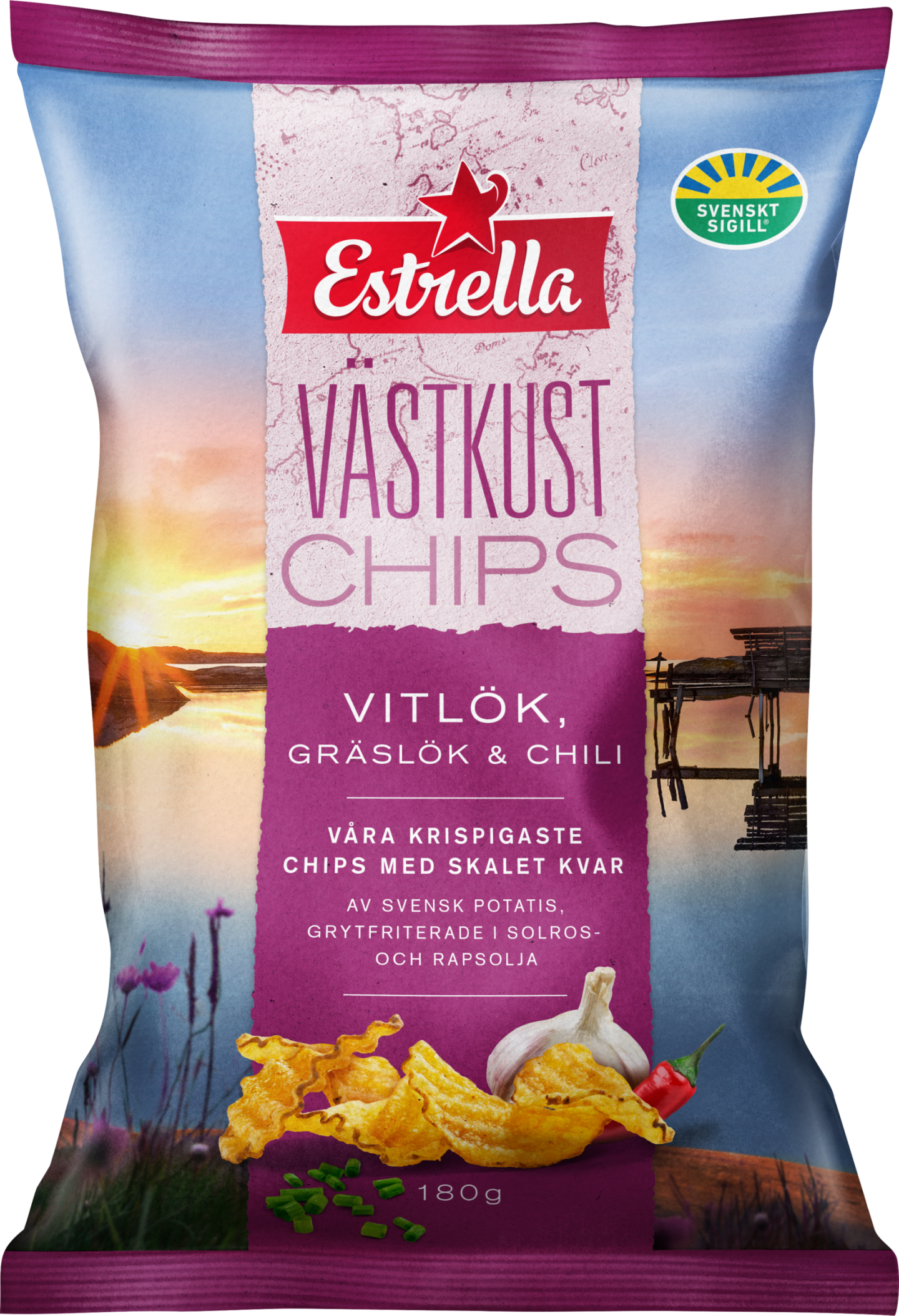 Västkustchips Vitlök Gräslök Chili 180g