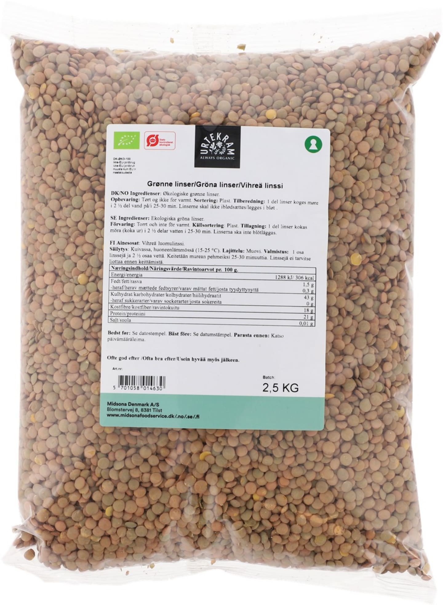 Gröna Linser EKO 2,5kg