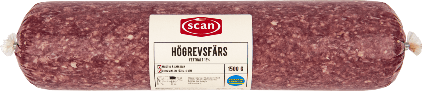 Högrevsfärs grovmalen rullpack 1,5kg