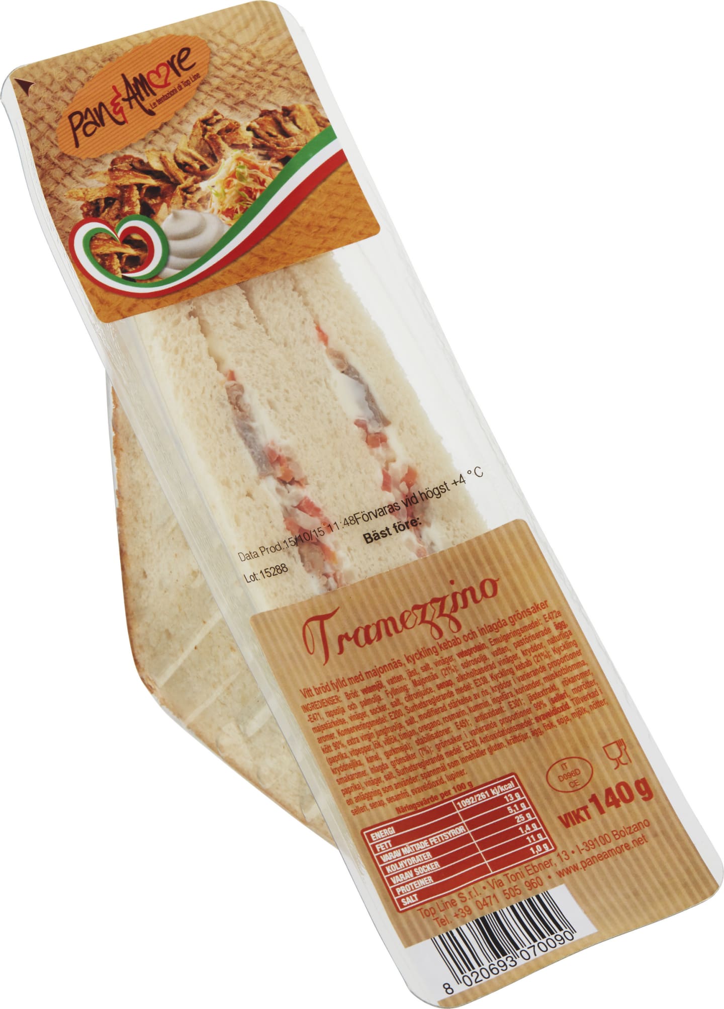 Trekantsmörgås kebab 140g